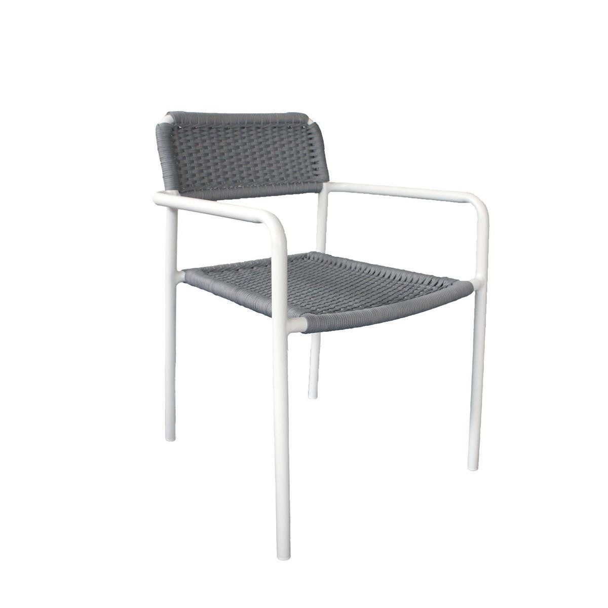 BOURGH Esszimmerstuhl TERRE Stuhl für Indoor/Outdoor grau - Rope Geflecht