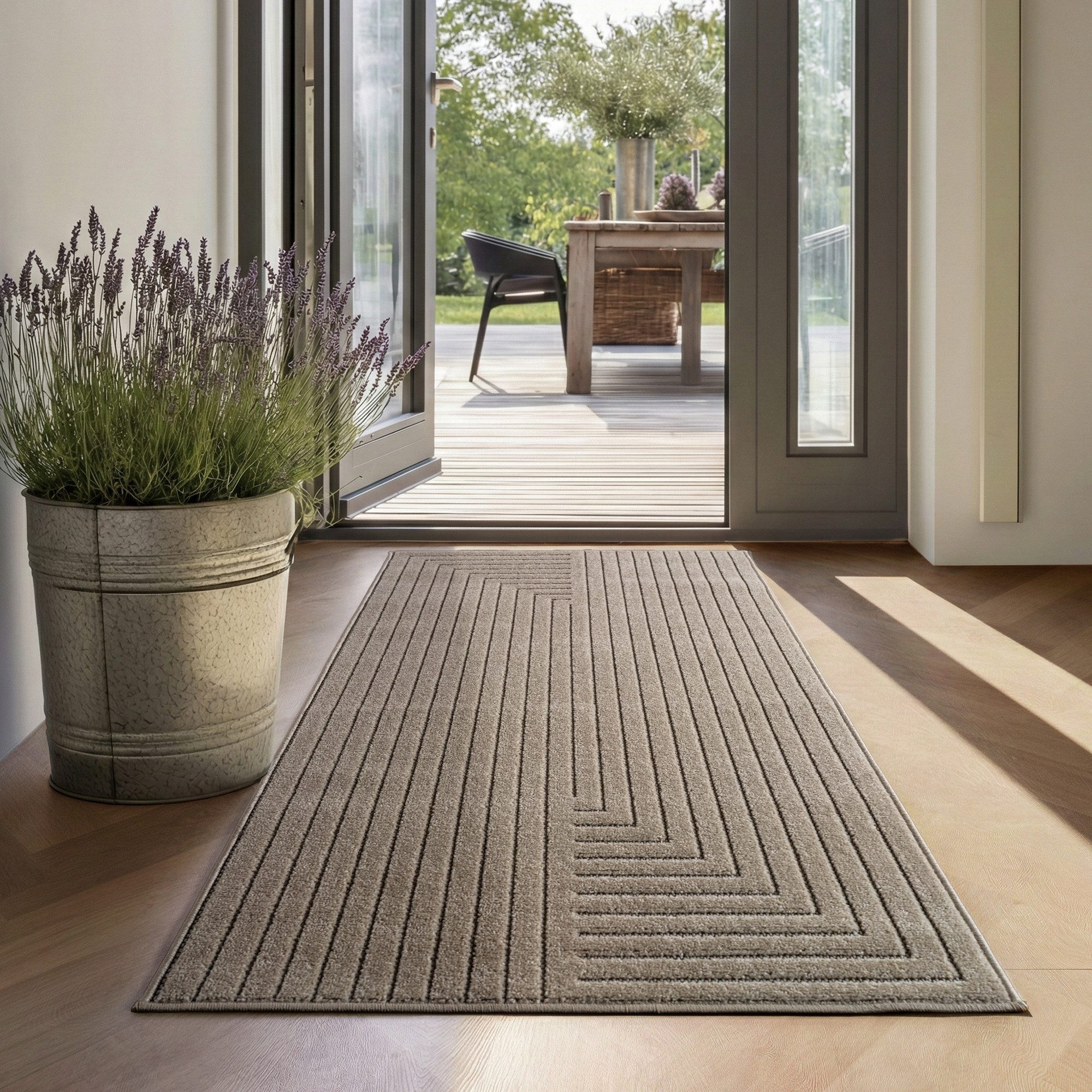 SIMPEX24 Outdoorteppich Skandinavischer 3D Design, Läufer, Höhe: 5 mm, Outdoor Teppich Wetterfest Modern Wohnzimmer Küchen Terrasse Balkon