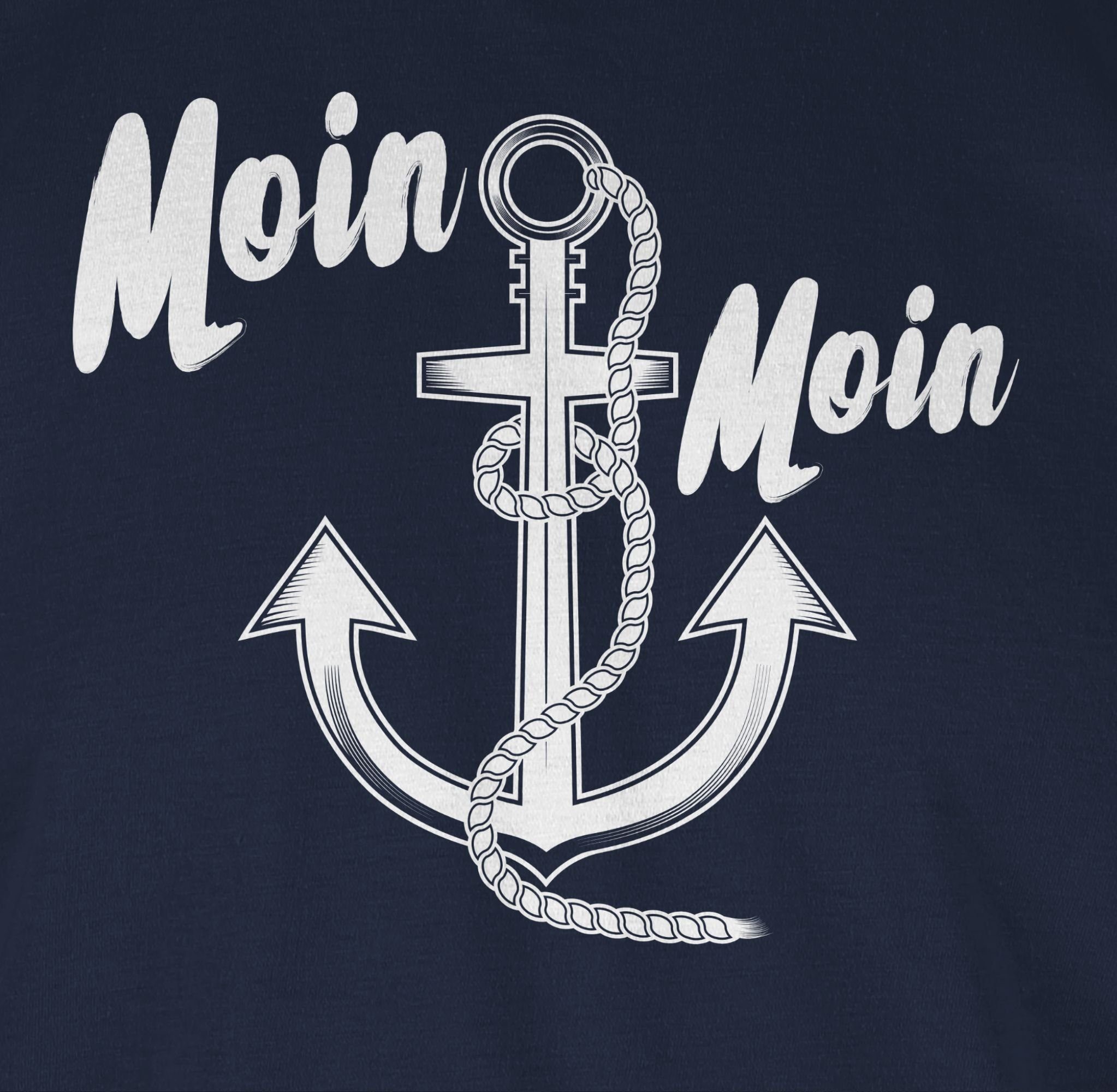 Navy Moin Shirtracer Statement T-Shirt Sprüche 1 Moin Anker Blau
