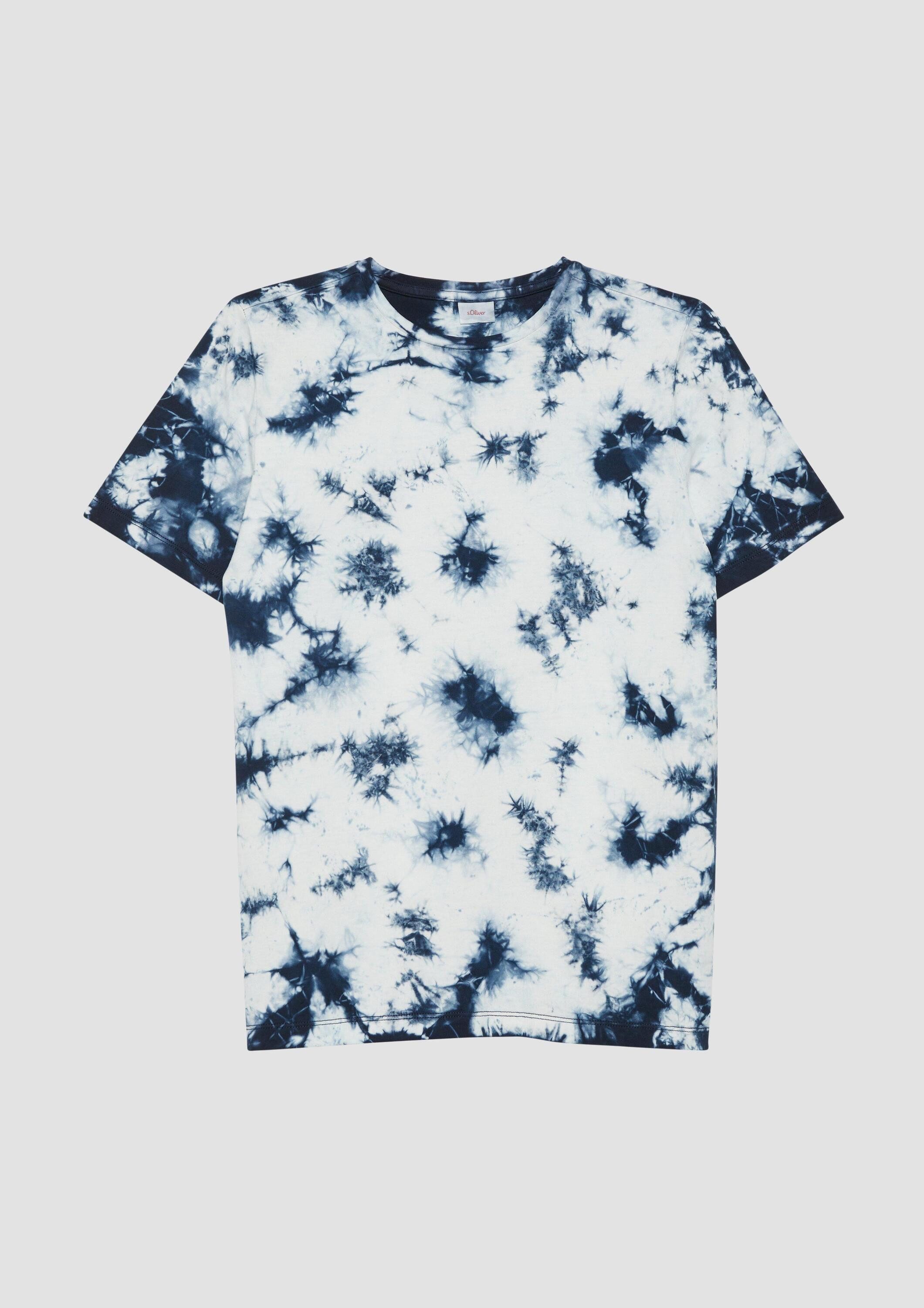 s.Oliver Kurzarmshirt T-Shirt Baumwoll-T-Shirt mit Batik-Effekt