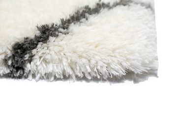 Teppich Teppich Shaggy Rautenmuster in creme schwarz, TeppichHome24, rechteckig