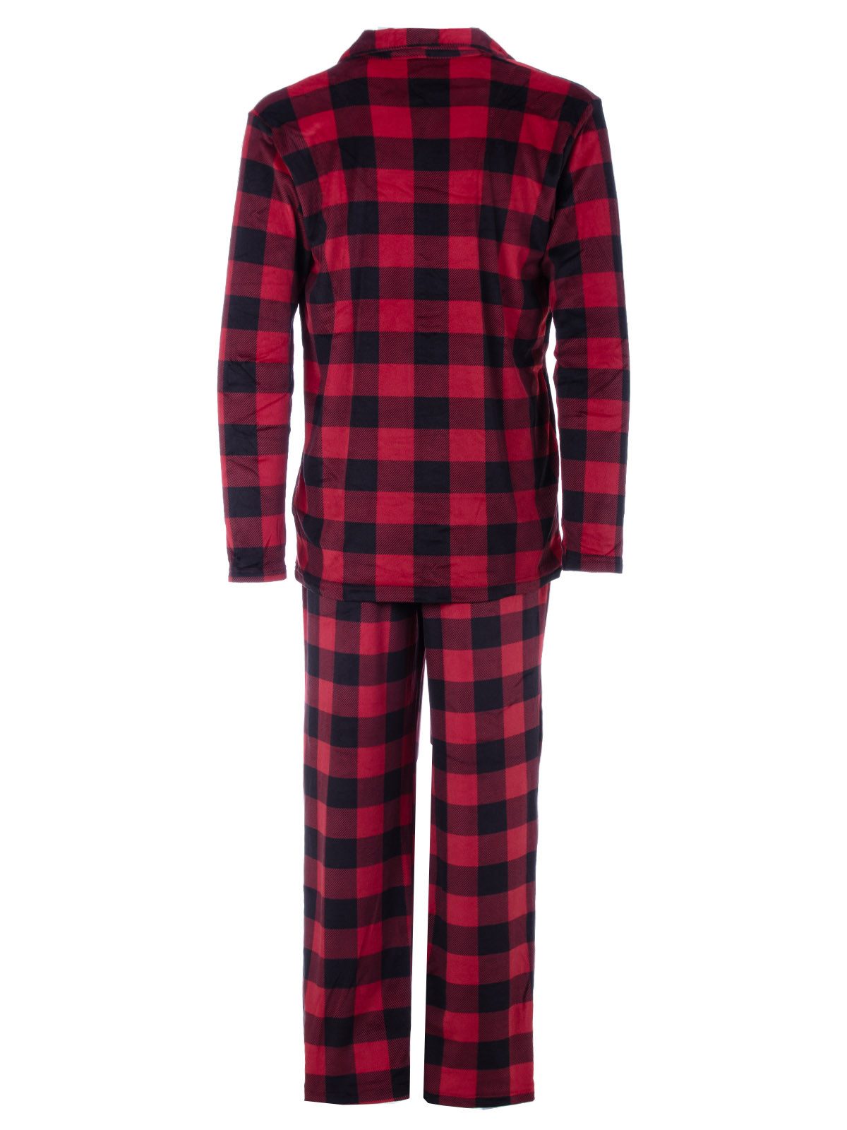 Henry Terre Pyjama Kent Langarm - Velour Karo Design Hemdkragen durchgeknöpft – Bild 5 von 5