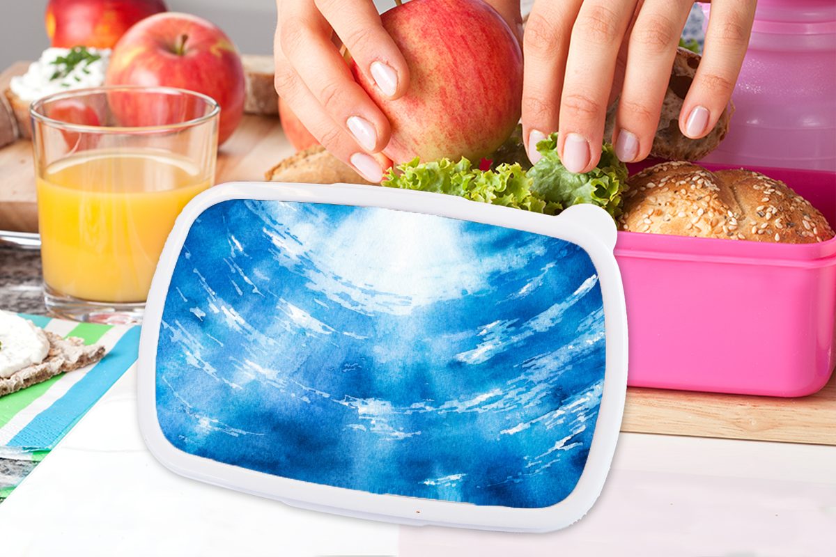 - Kunststoff, Brotbox - Lunchbox MuchoWow Sonne, Wasser Kinder, Erwachsene, für Kunststoff Snackbox, Brotdose Mädchen, rosa (2-tlg), Meer