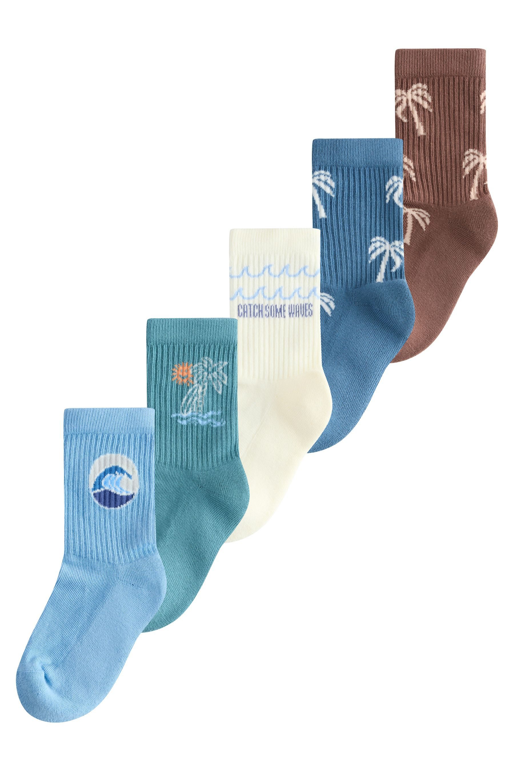 Next Kurzsocken Gerippte Socken mit hohem Baumwollanteil, 5er-Pack (5-Paar)