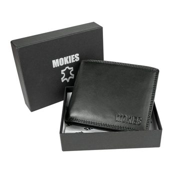 MOKIES Geldbörse Herren Portemonnaie GN106 Premium Nappa (querformat), 100% Echt-Leder, Premium Nappa-Leder, RFID-/NFC-Schutz, Geschenkbox