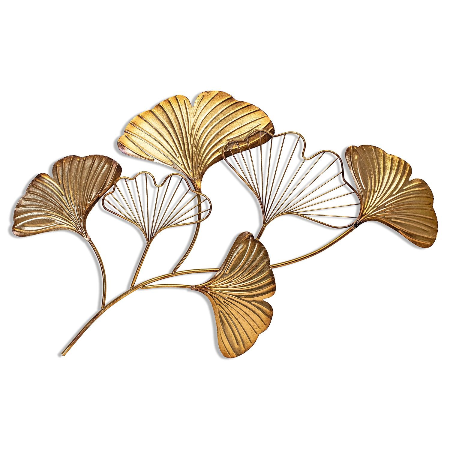 Logbuch-Verlag Dekofigur Wanddekoration Ginkgo Blätter gold aus Metall85 cm