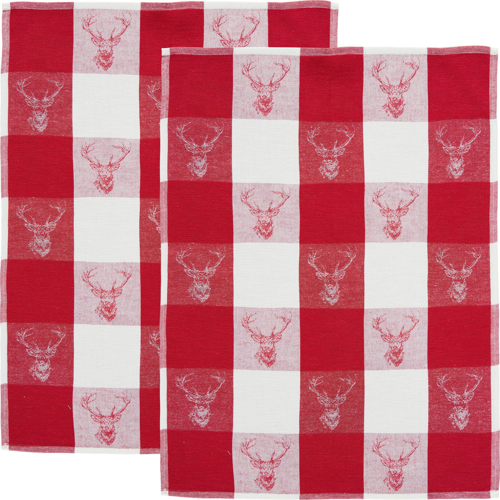 Erwin Müller Geschirrtuch Geschirrtuch "Hirsch" 2er-Pack, Halbleinen Motiv günstig online kaufen