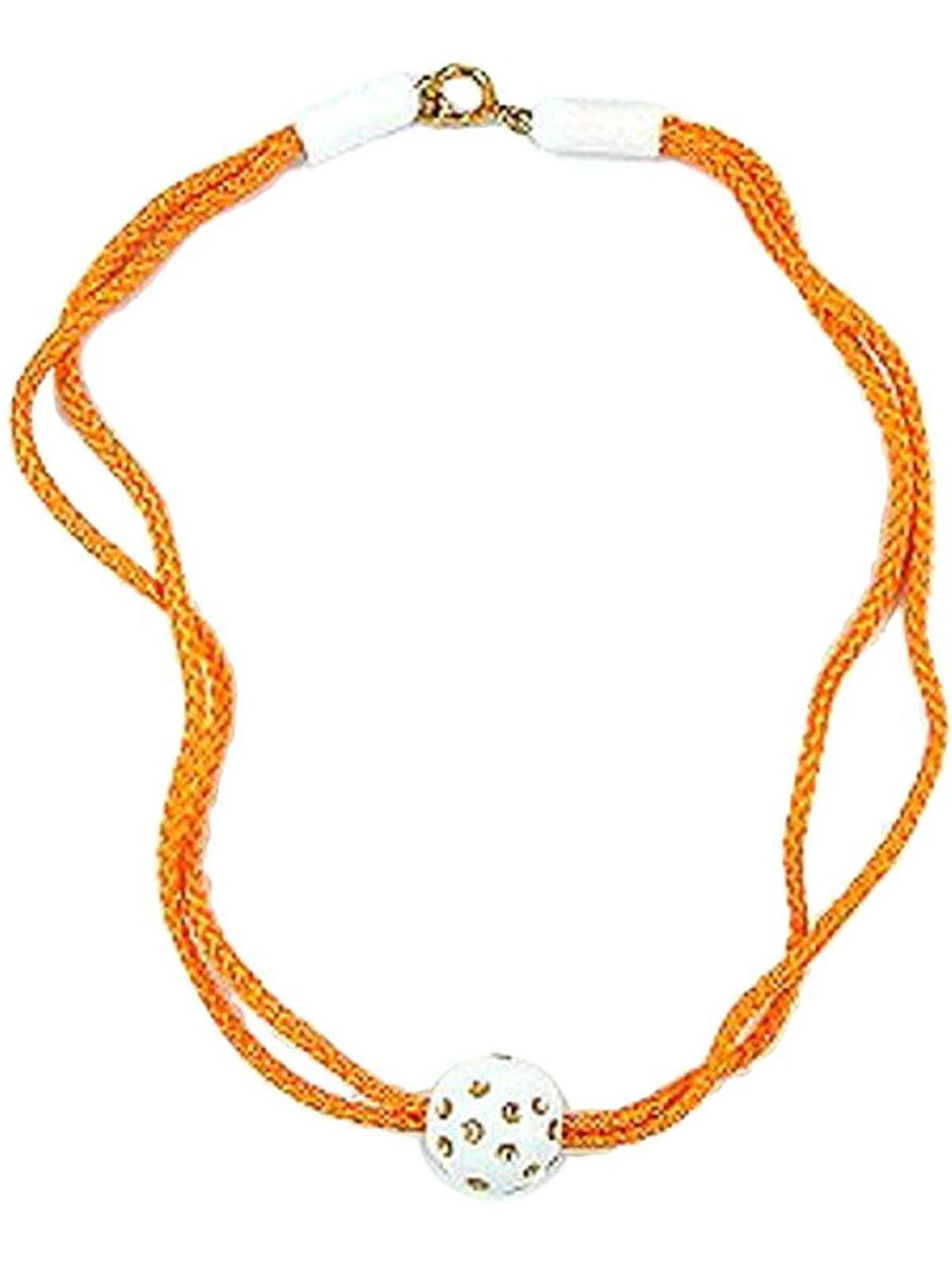 Kette Kordel Perlenkette orange weiß-gold Gallay (1-tlg) Perle