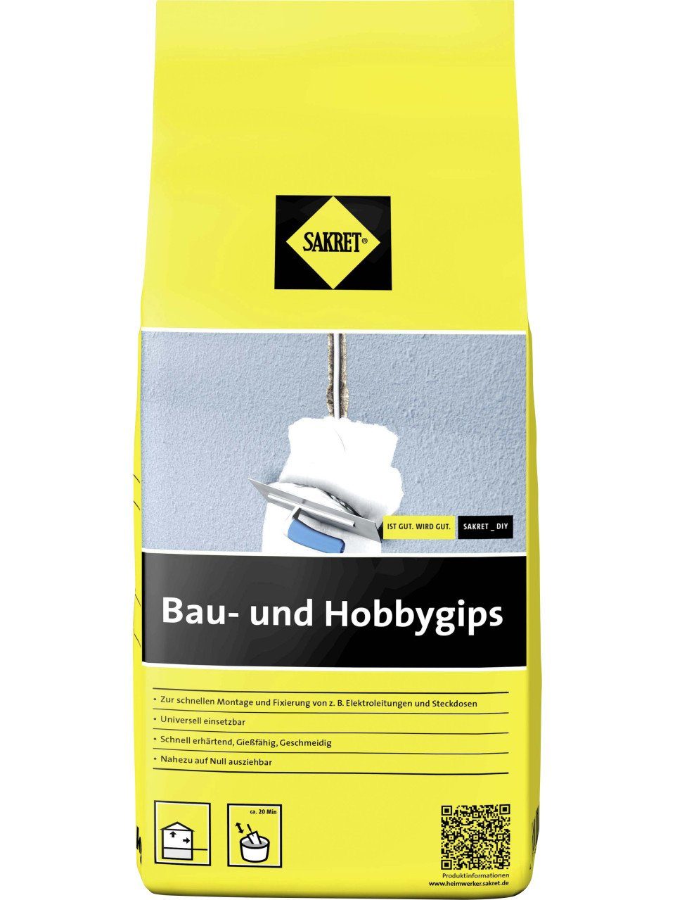 Sakret Gipsputz Sakret Bau- und Hobbygips 5 kg Beutel weiß