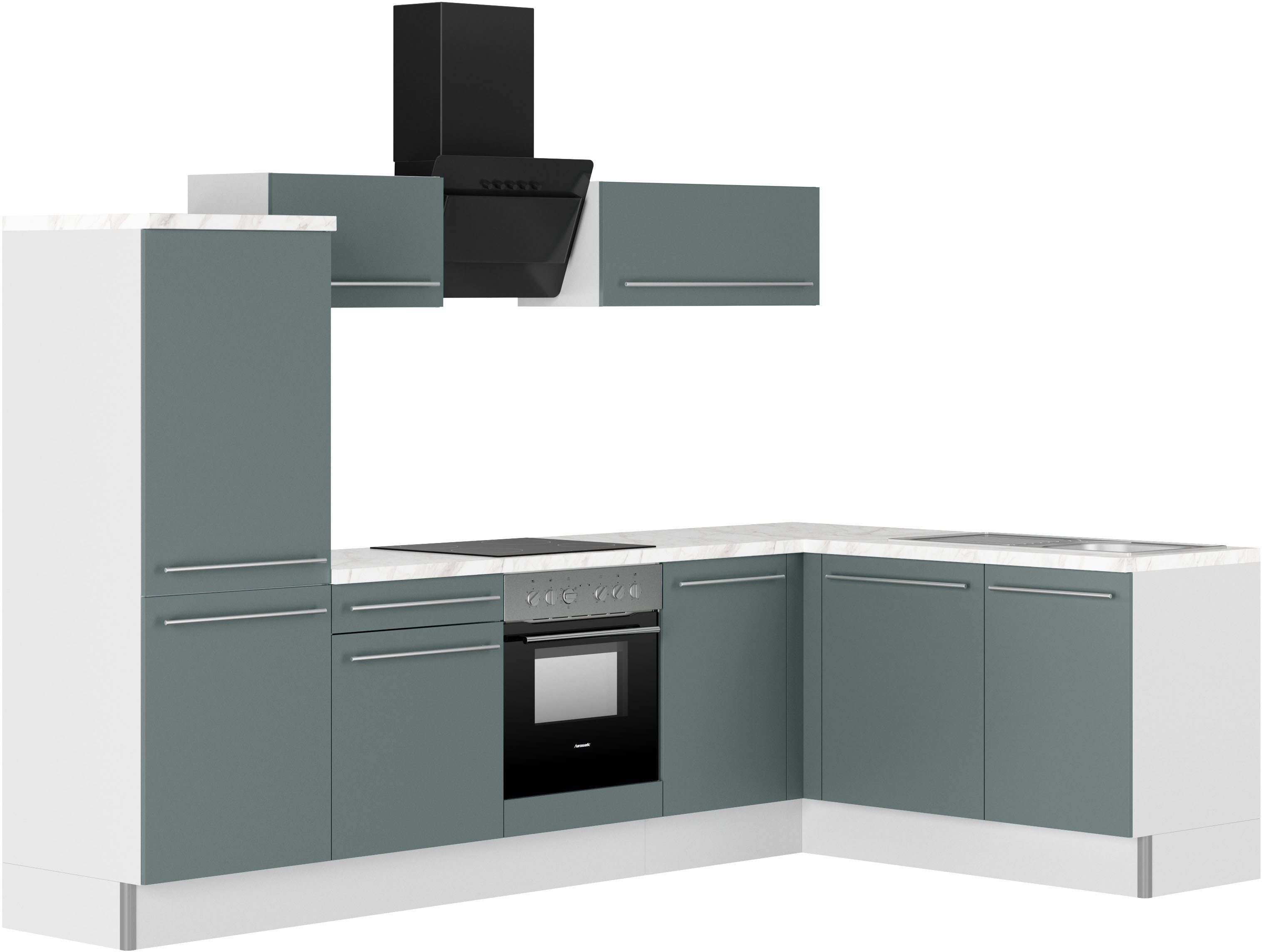 KOCHSTATION Küche KS-Bern2, Stellmaße 295 x 175 cm, wahlweise mit E-Geräten