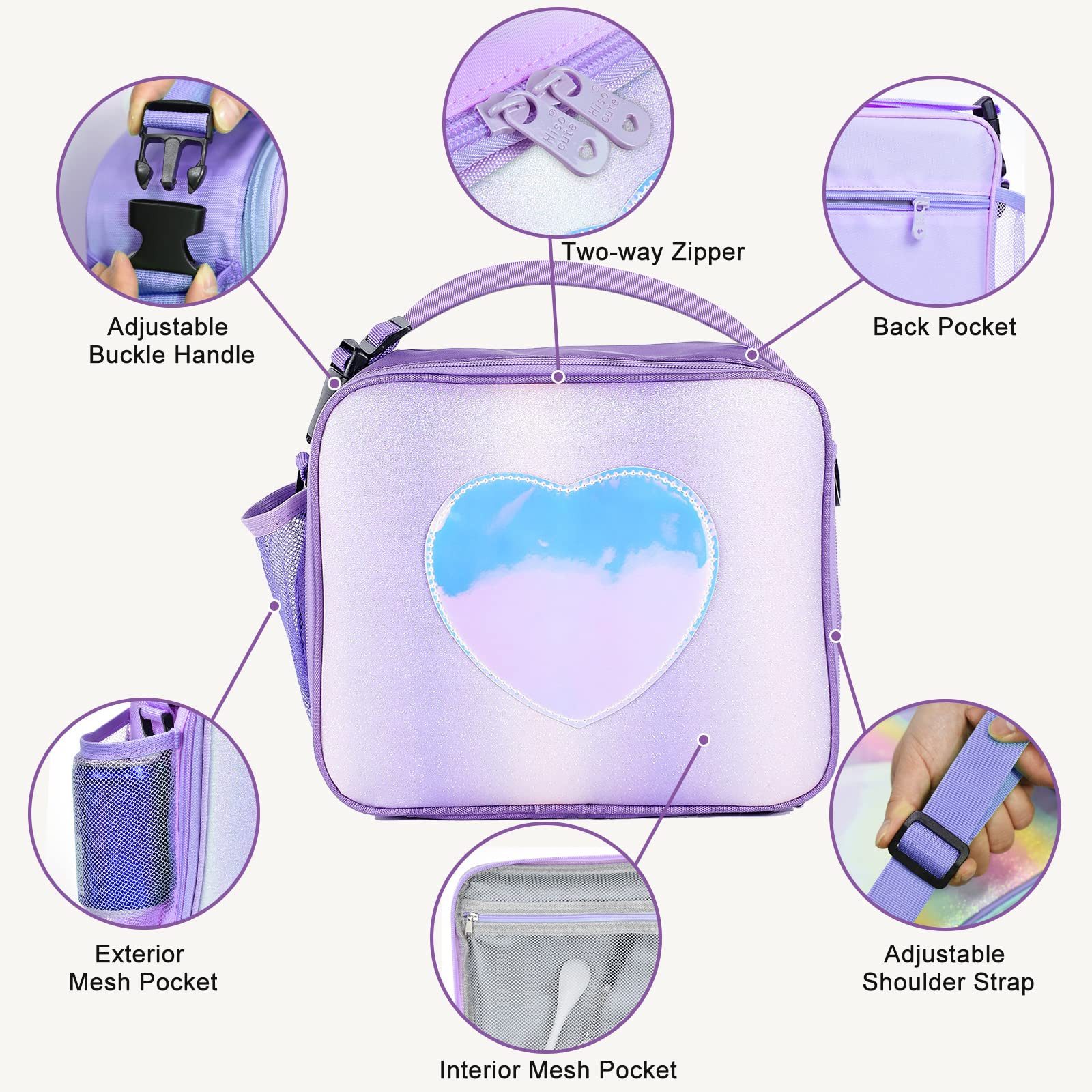 Coonoor Kühltasche Lunchbox für Kinder und Mädchen, isolierte Regenbogen-Tragetasche, auslaufsichere Thermo-Kühltasche, wiederverwendbare Lunchtasche