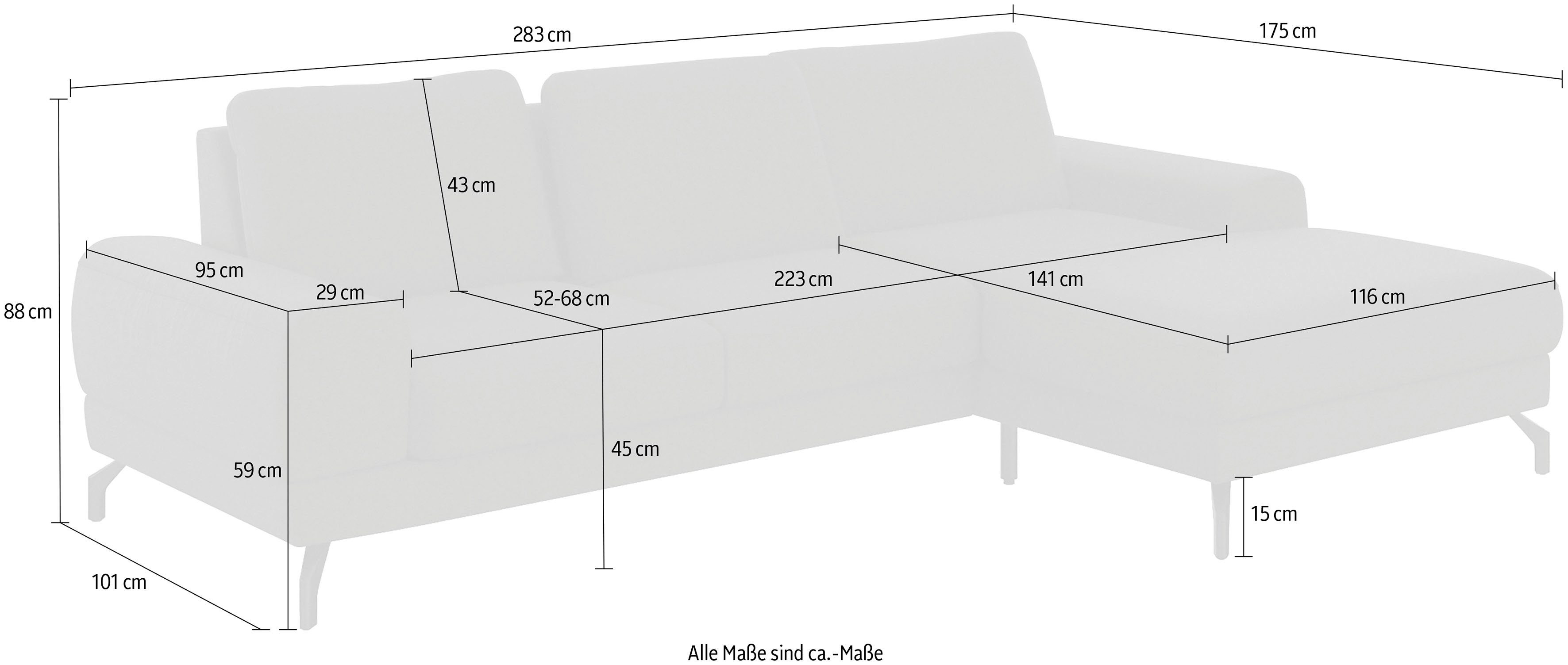 Federkern, Sitzhöhe Cinturo, cm sit&more 45 Ecksofa inklusive und Sitztiefenverstellung