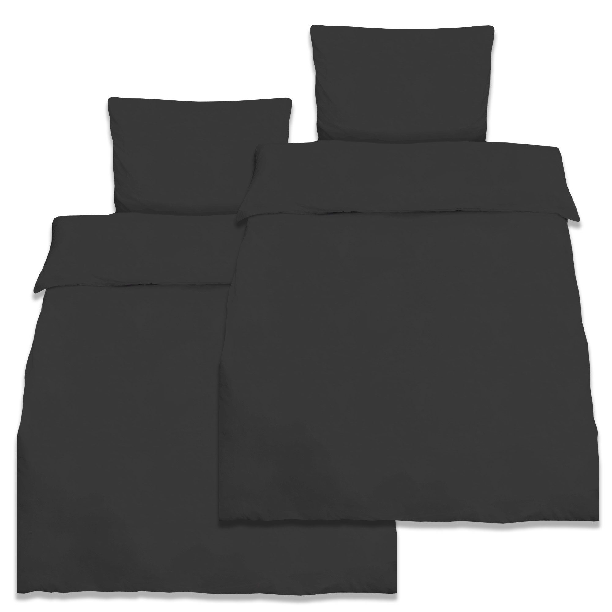 Beautissu Bettwäsche 2er Set Renforcé Bettwäsche Set Julie, 135x200cm, 4tlg., Schwarz, 2er Set Renforcé Bettwäsche Set 135x200 cm Julie – Kissenbezug 80x80cm
