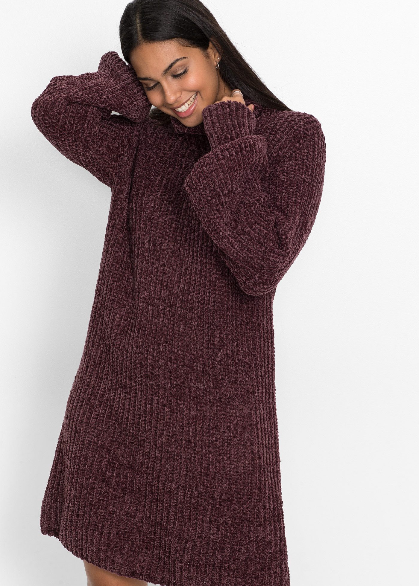 bonprix Strickkleid für eleganten Look, aus Chenille-Qualität, aus recyceltem Polyester