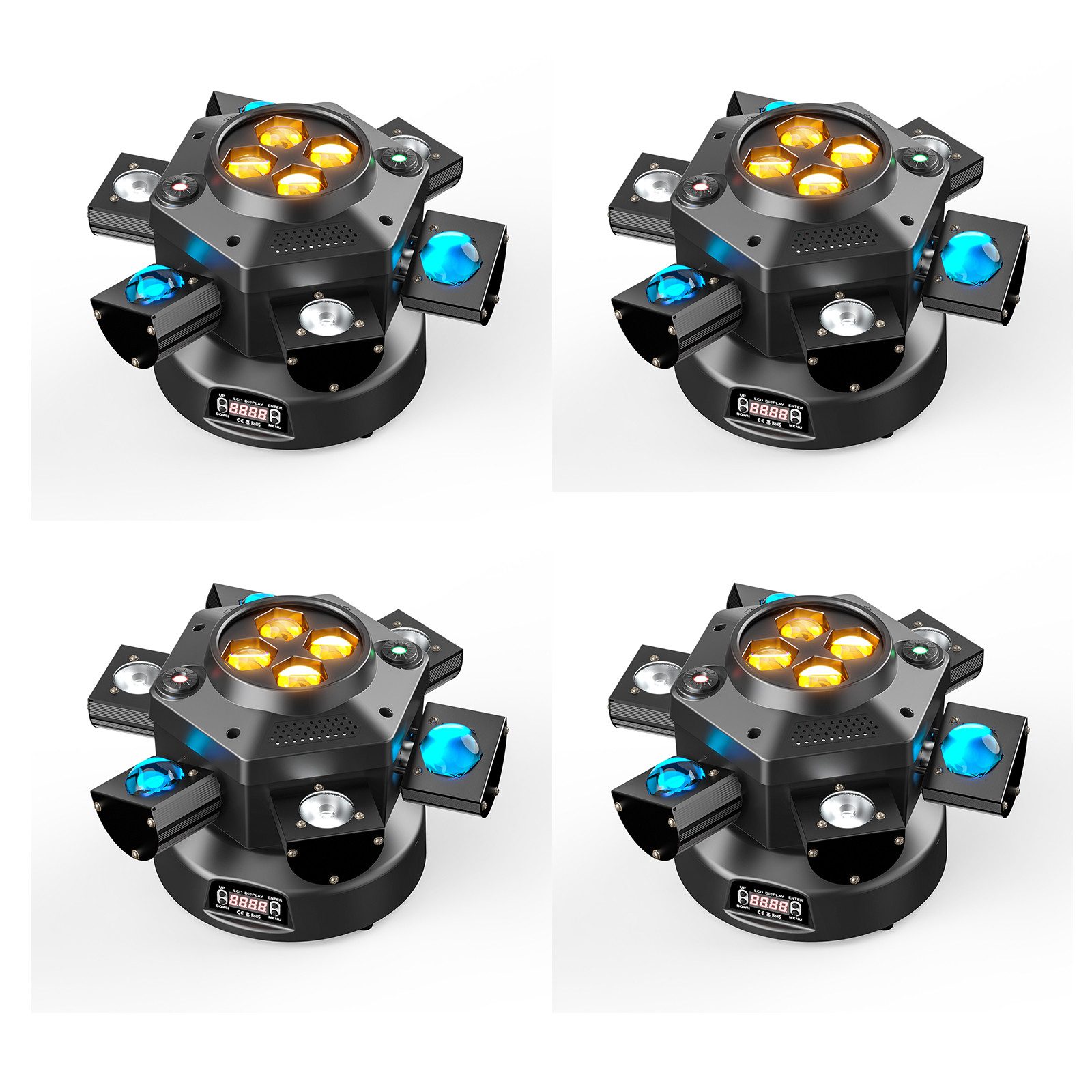 ZonQoonz Discolicht 150W 6-Arm Bühnenstrahllicht mit Sterneneffekt für DJ-Party-Hochzeit