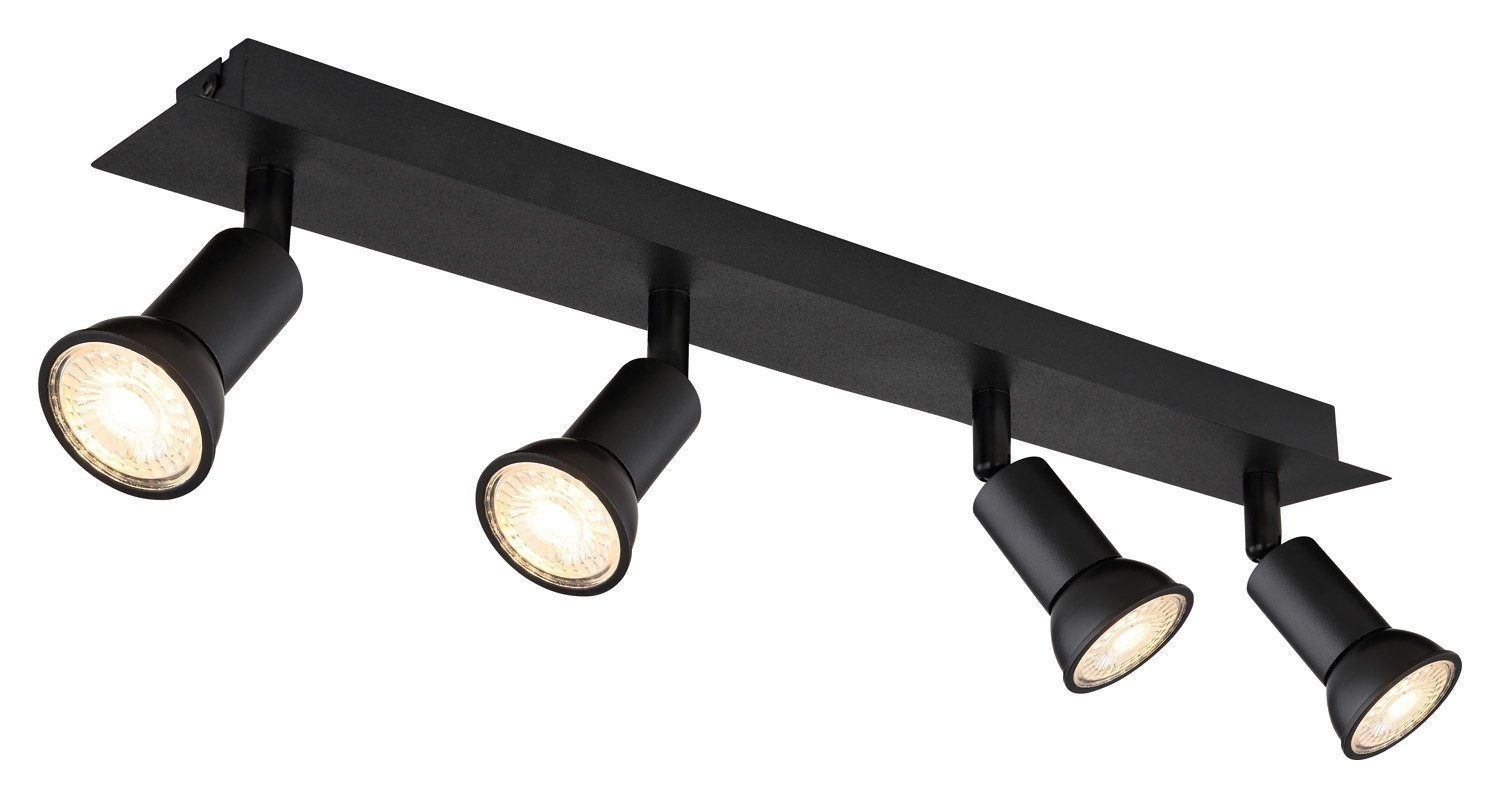 Breite Deckenlampe Metall, Schwarz, cm, 4-flammig, Leuchtmittel, 50 ohne DREW, Globo Deckenstrahler
