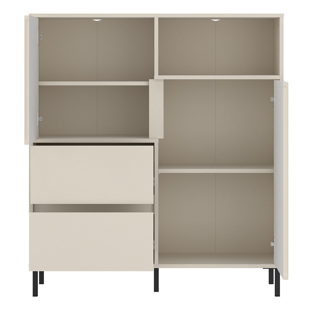 Lomadox Highboard AMELIA-129, Regal 105,4 cm Kaschmir mit Rillen 2 Türen 2 günstig online kaufen