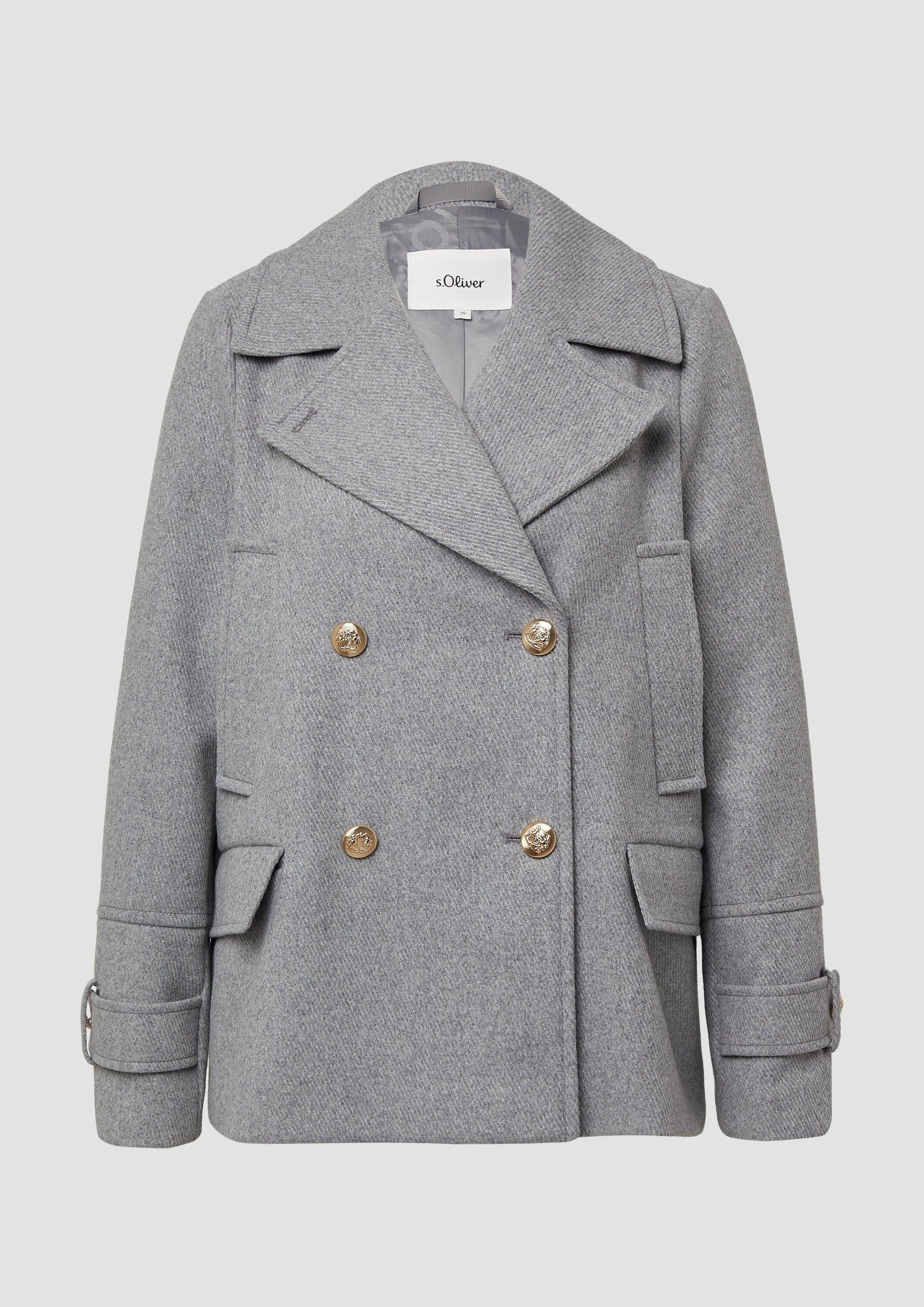s.Oliver Funktionsjacke Outdoor-Jacke Doppelreihige Jacke aus Wollmix mit dekorativen Knöpfen