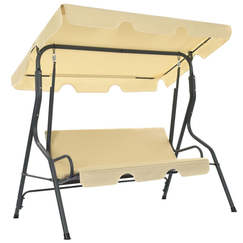 vidaXL Hollywoodschaukel Hollywoodschaukel Cremeweiß 170×110×153 cm, 1 tlg.