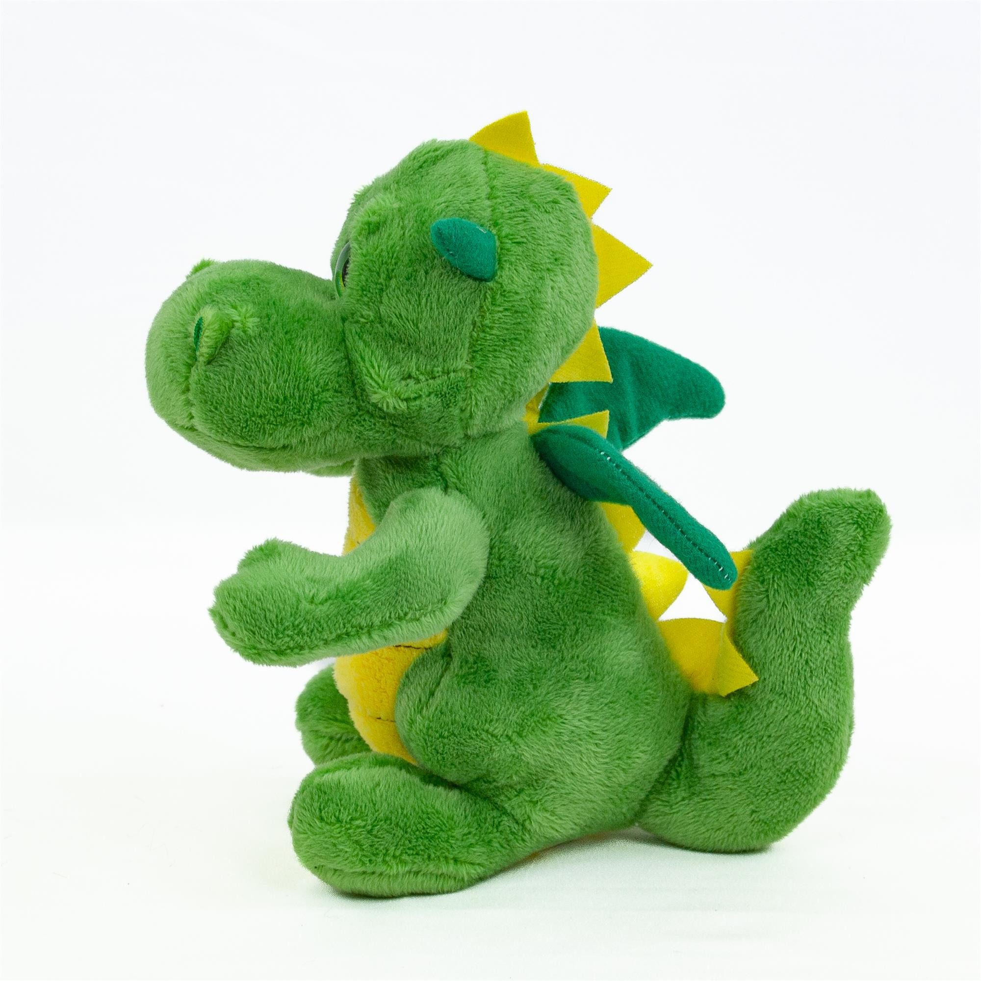 Teddys Rothenburg Kuscheltier Drache grün/gelb 18 cm Plüschtier Stofftier (Stoffdrache, Plüschdrache)