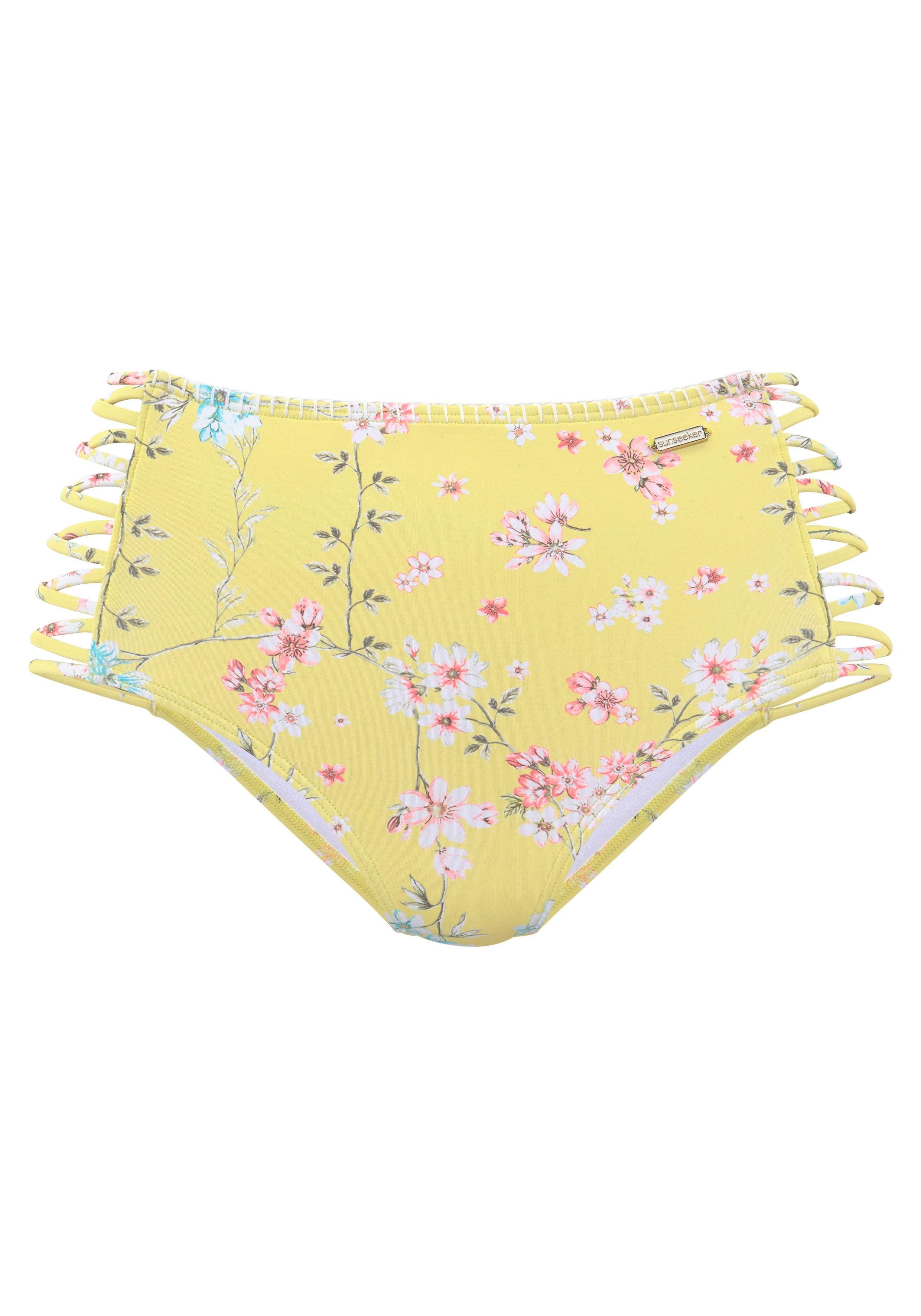 SUNSEEKER Highwaist-Bikini-Hose Ditsy mit Häkelkante und seitlichen Zierbändern mehr