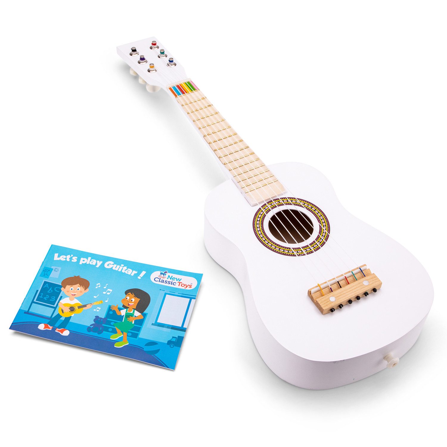 New Classic Toys® Spielzeug-Musikinstrument Gitarre Weiß Kindergitarre Kinder-Instrument Musikspielzeug aus Holz