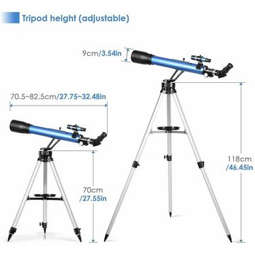 TELMU Teleskop G570060 Refraktor Astronomisches Teleskop 60/700, mit Stativ, Smartphone Halterung, für Einsteiger