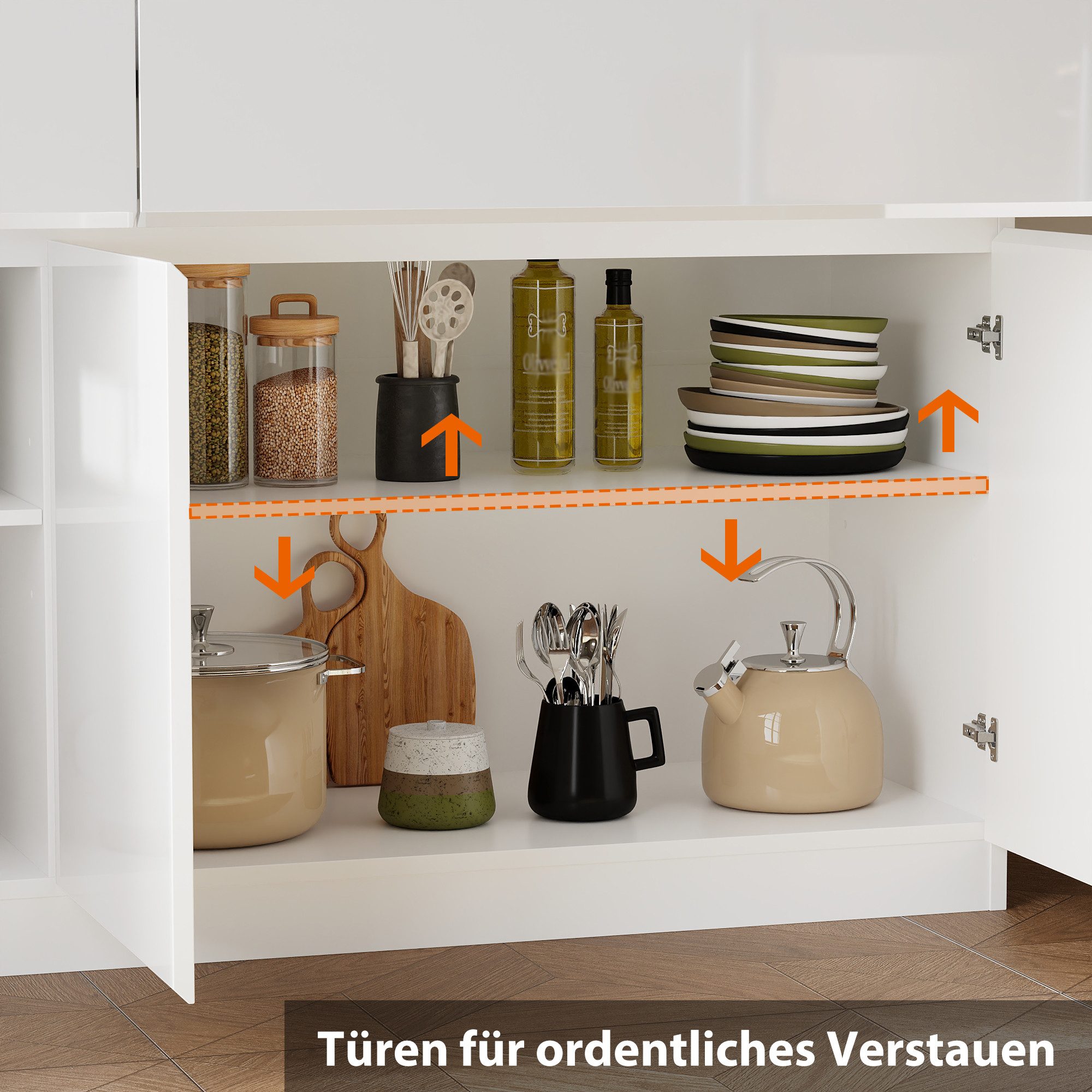 FUFU&GAGA Kommode Weiß PET Hochglanz Serie, 80-180 cm breit, Kommode Modern – Bild 5 von 5