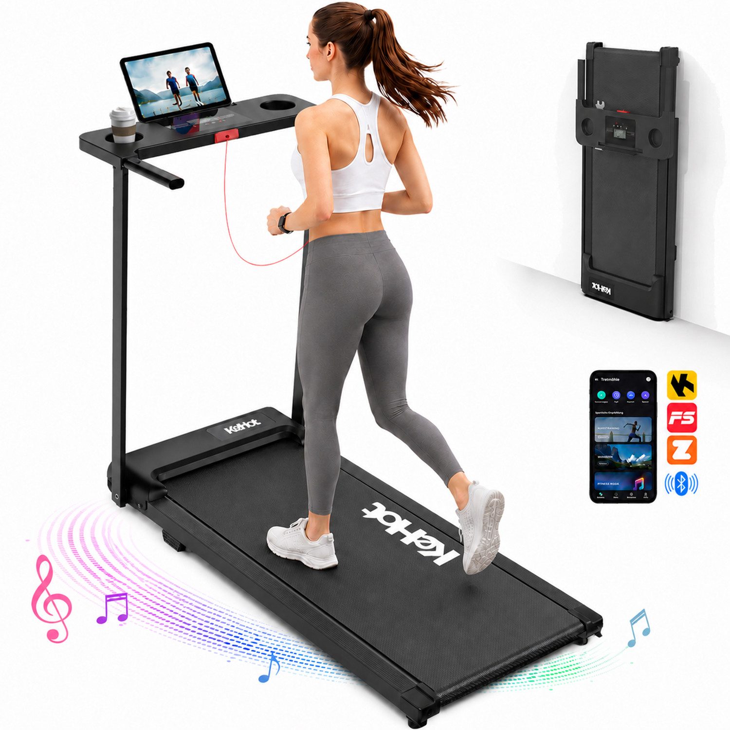 Laufband Klappbares Laufband für Zuhause mit Bluetooth & App-Steuerung