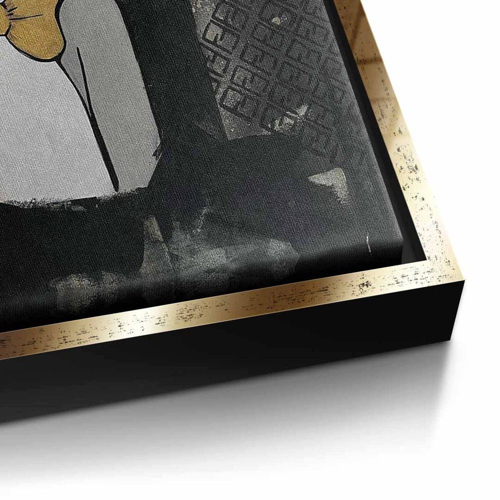 goldener Rahmen - - Elegant Premium PopArt Bunny DOTCOMCANVAS® Wandbild Leinwandbild, Motivationsbild