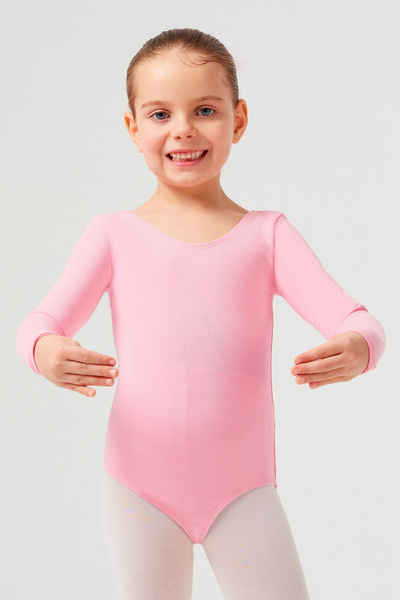 tanzmuster Body Ballettbody Lilly aus weichem Baumwollmischgewebe Langarm Trikot fürs Kinder Ballett