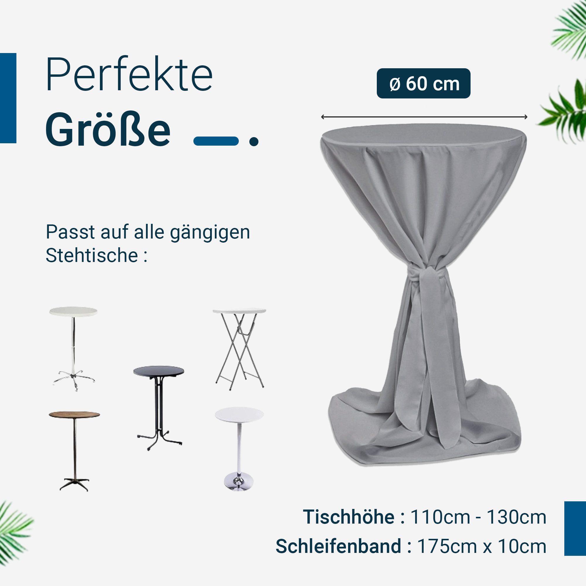 TexDeko Stehtischhusse Premium für Bistrotisch mit Schleifenband Bartisch-Ü günstig online kaufen