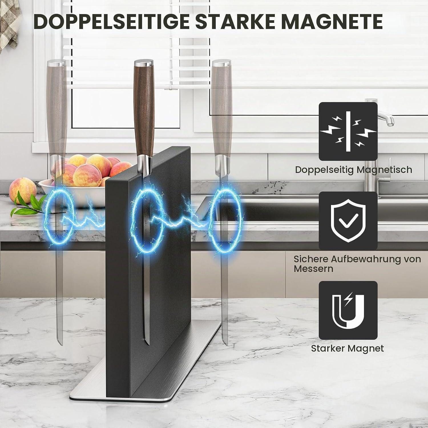 LuxusKollektion Magnet-Messerblock Magnetischer Messerblock Edelstahl Schwarz 30cm – Bild 4 von 5