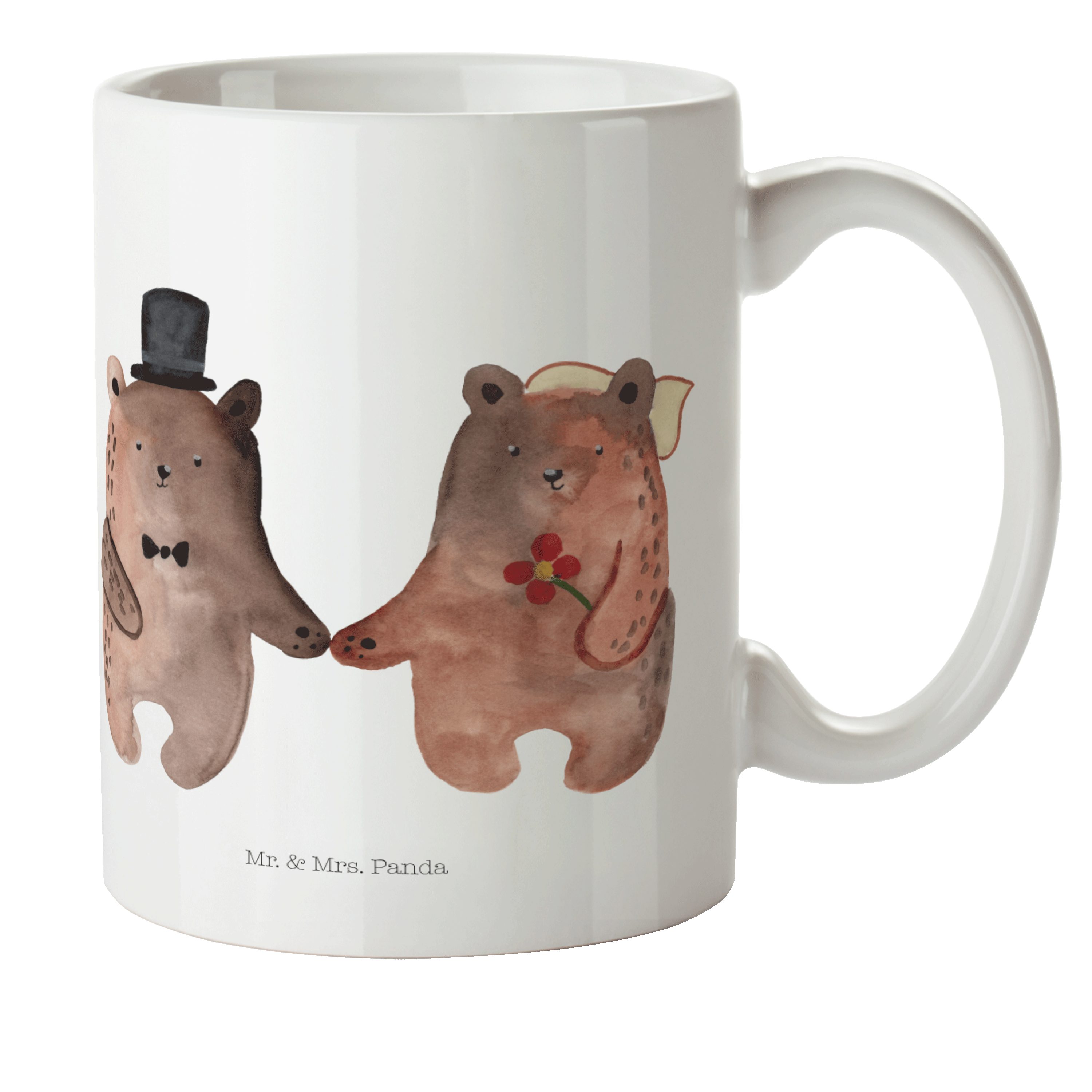 Mr. & Mrs. Panda Kunststoff - Kindergarten, Bär - Tasse, Heirat Geschenk, Weiß Teddy, Kunststoff Kinderbecher