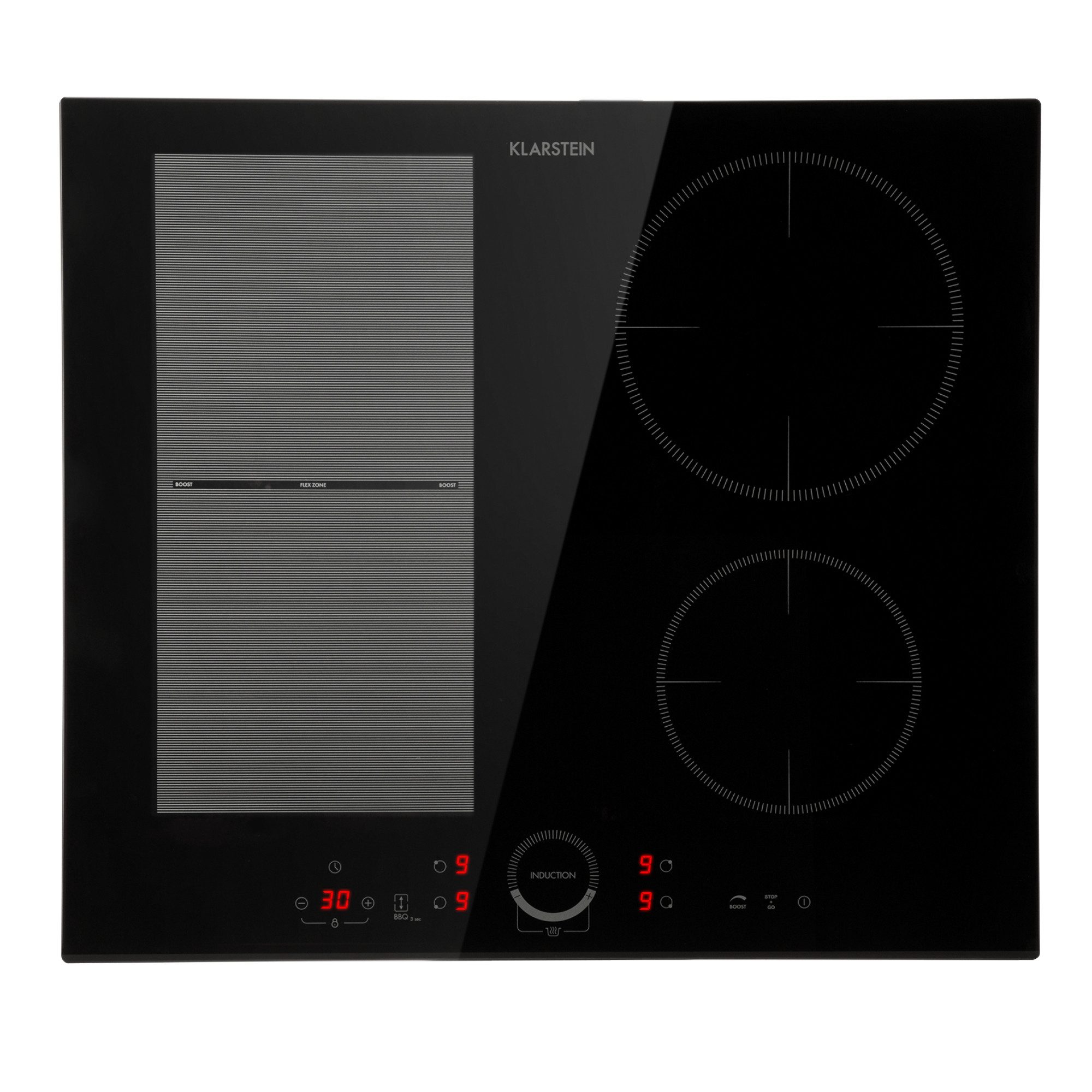 Klarstein Induktions-Kochfeld Delicatessa 60 Hybrid Induktionskochfeld autark 4 Zonen 7000W 60 cm, Einbau Induktionskochfeld 4 Kochfelder Platten Induktionsherd autark