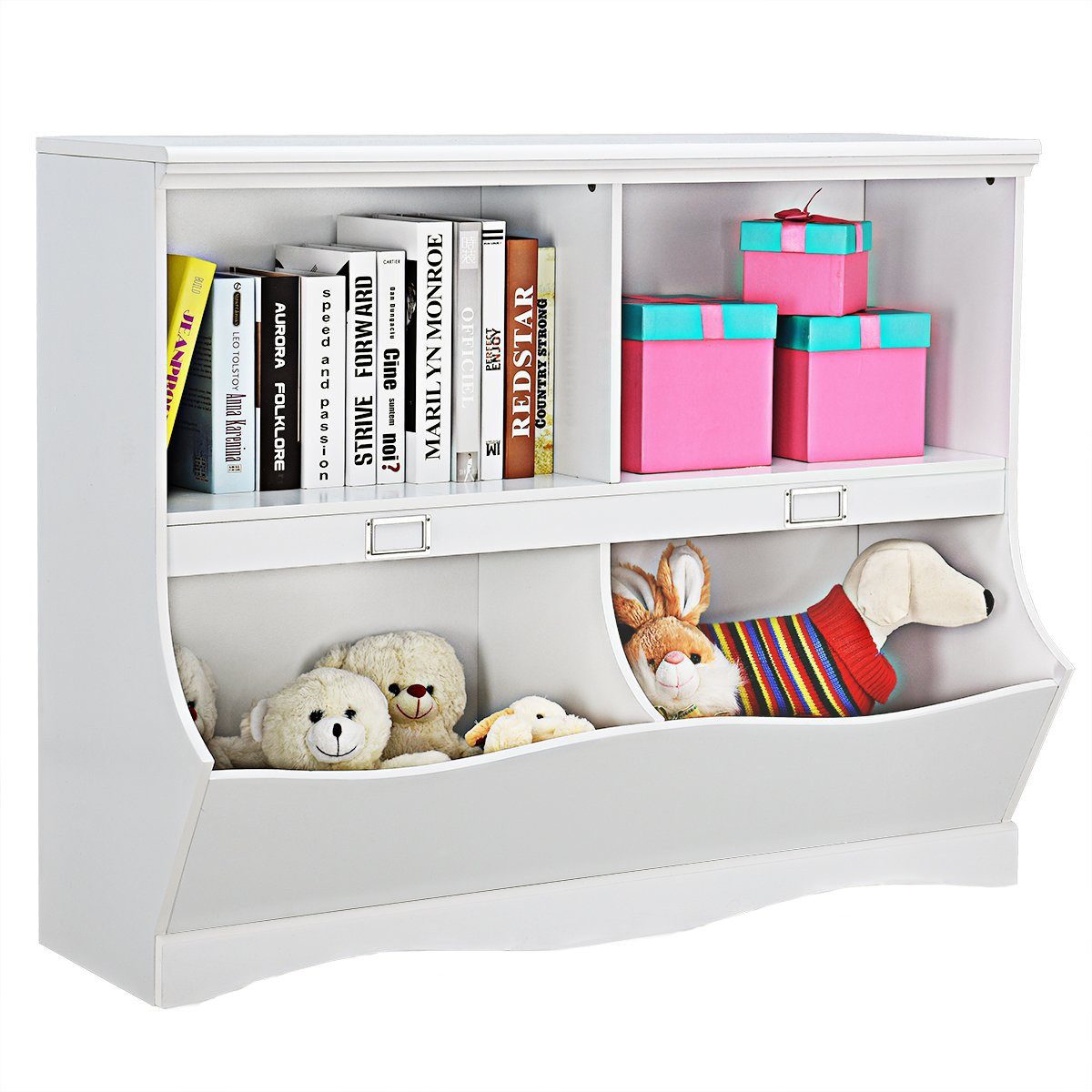 COSTWAY Bücherregal, Kinder, mit 4 Fächern, Holz, weiß, 104,5x39,5x83,5cm günstig online kaufen