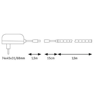 Paulmann LED Stripe LED Stripe 1,5m Warmweiß 5W 450lm, 1-flammig, LED Streifen