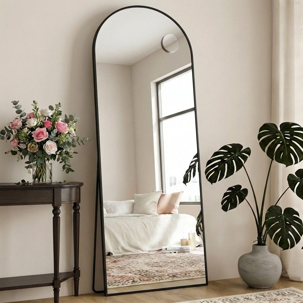 SONGMICS Standspiegel Wandspiegel, Ganzkörperspiegel, stehend oder wandmontiert, 165x60 / 160x50 / 140x40 cm, Rahmen aus Aluminiumlegierung, Hartglas