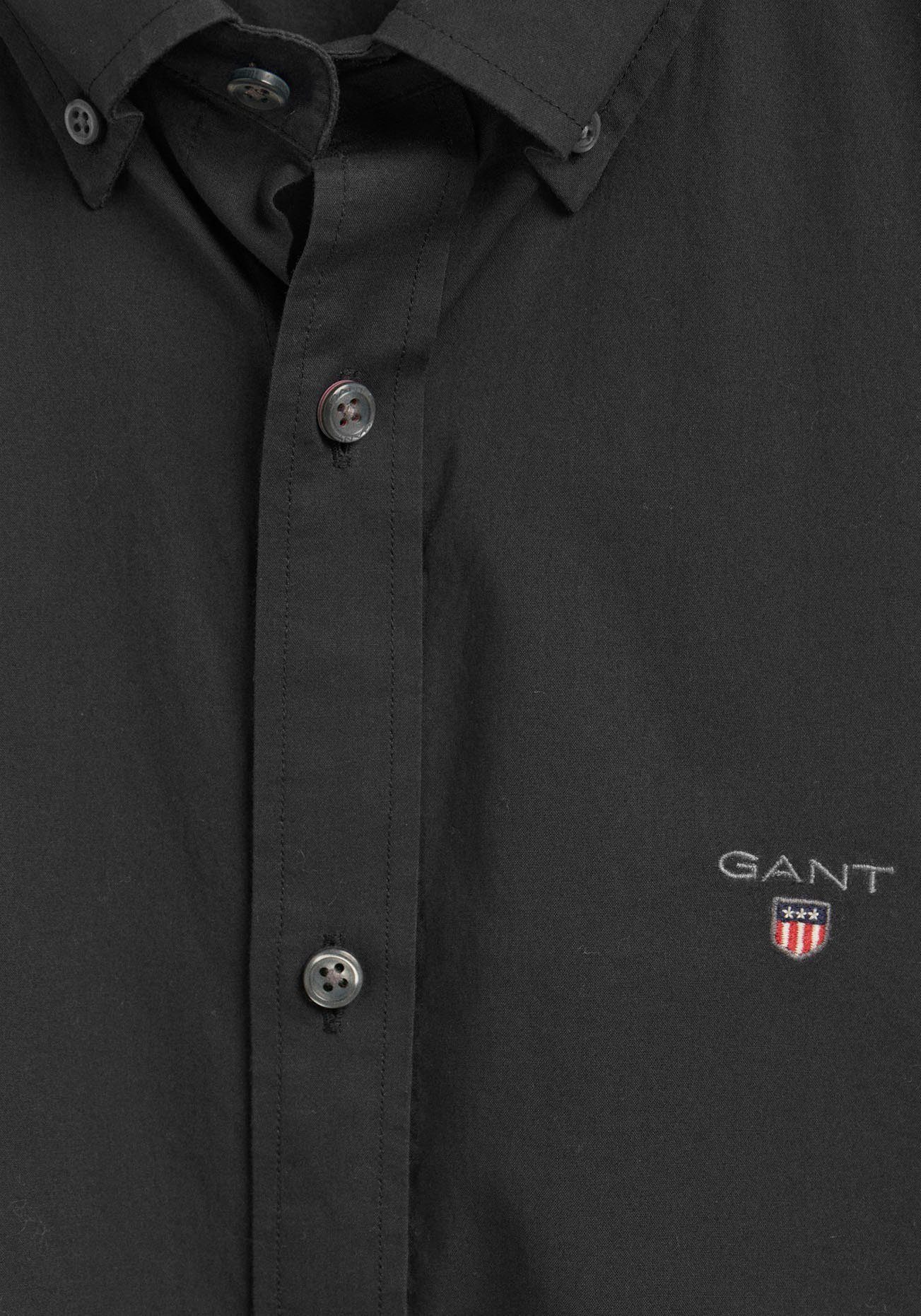Gant Businesshemd SLIM BROADCLOTH mit Brusttasche black einer Kent-Kragen Design und BD klassisches