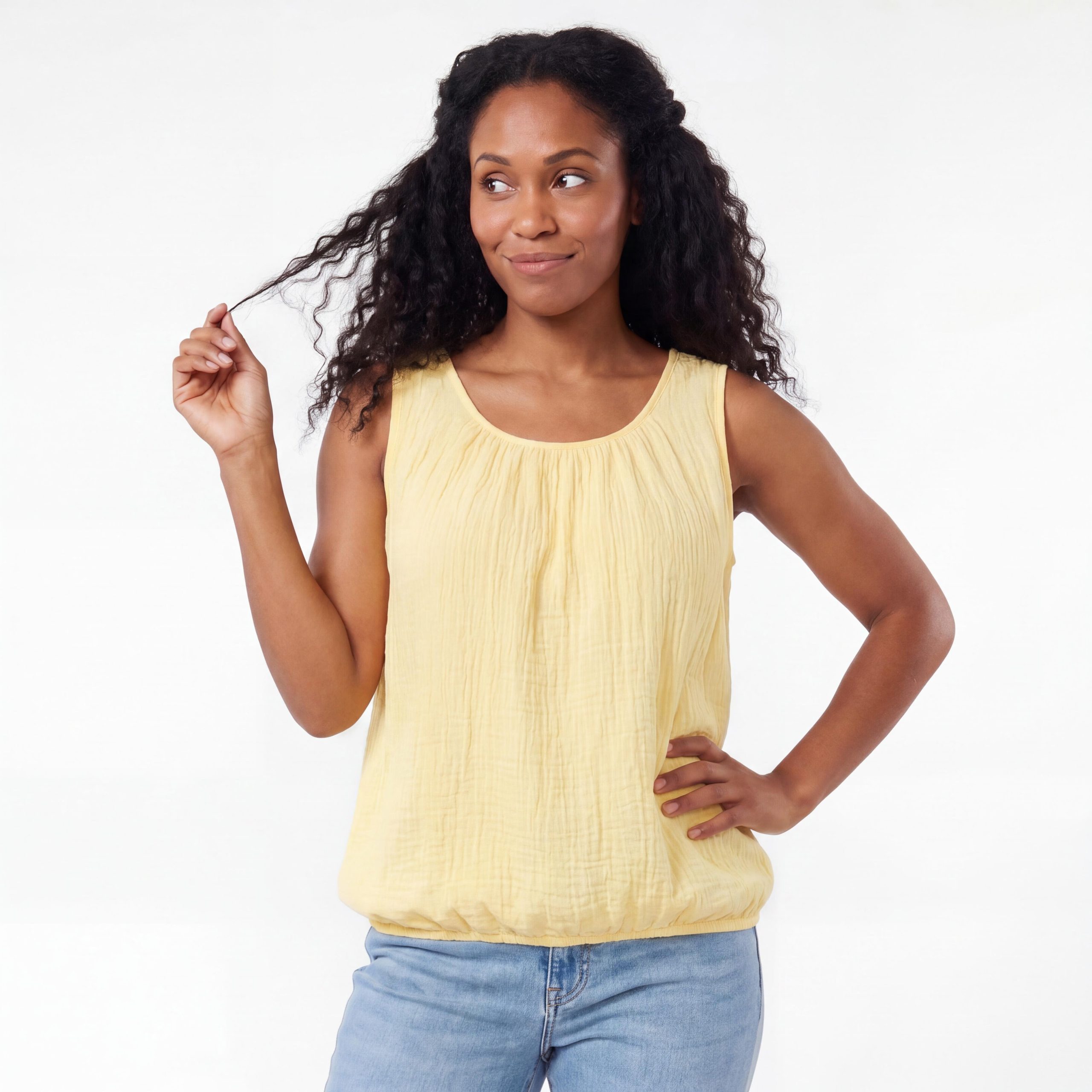 OriginalYou Trägertop Sommertop Damen Stretch Top Freizeit Oberteil Crinkle Look in Unifarben, Crinkle Look, One Size 38-42