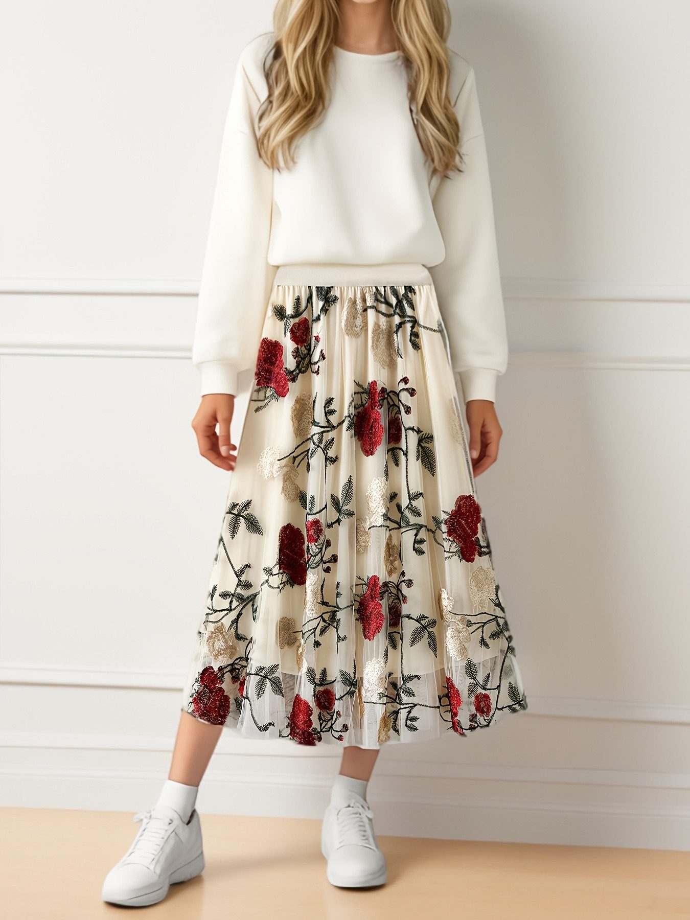 DEBAIJIA Meshrock Damen Mesh rock A-Linien-Plissee, elastischer, mit hoher günstig online kaufen