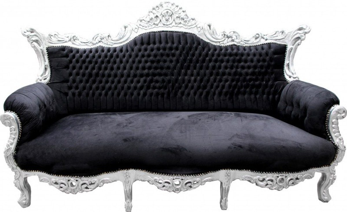 Casa Padrino Sofa Barock Sofa Master Schwarz / Silber - Möbel Couch Lounge | Alle Sofas