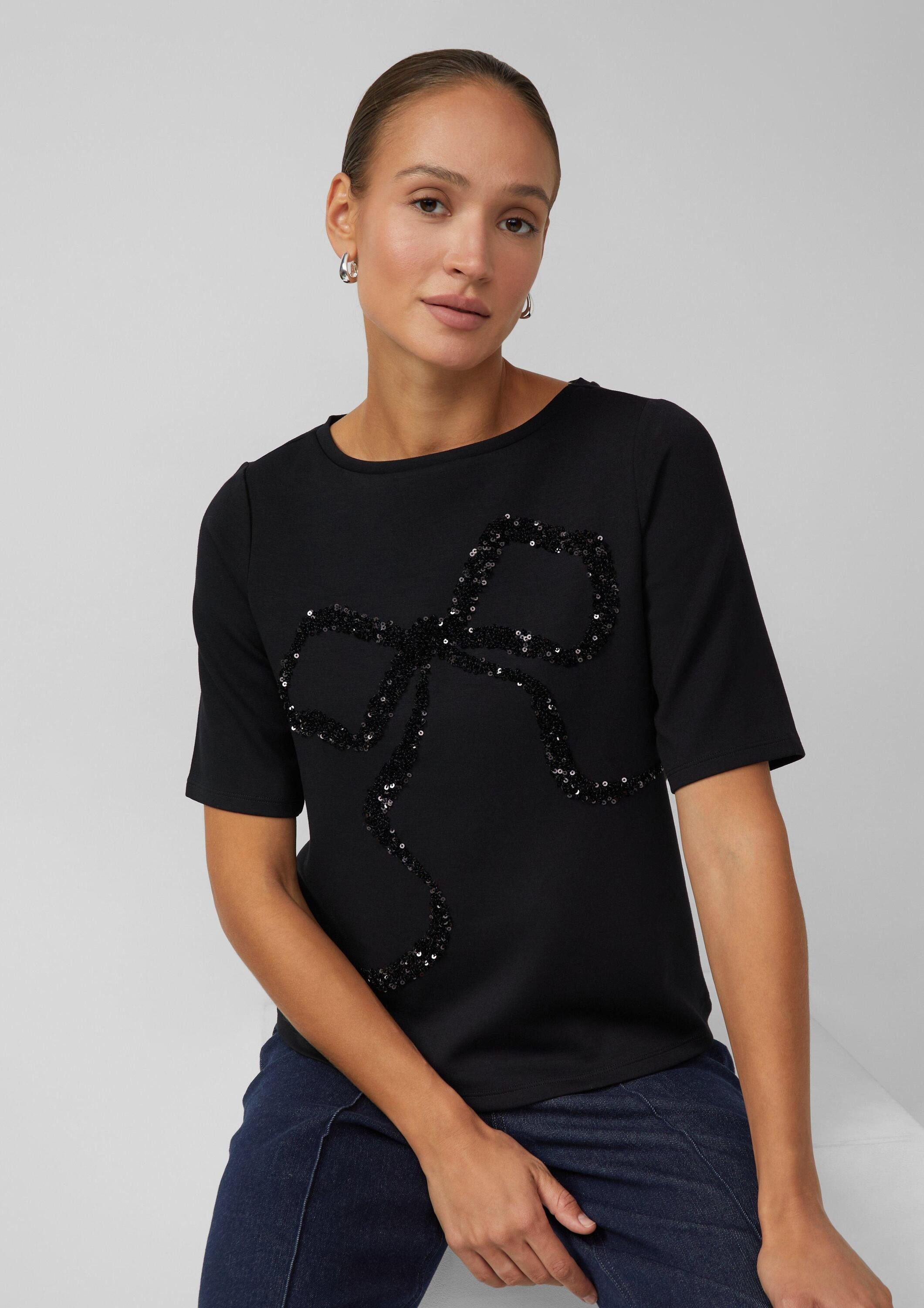 s.Oliver Kurzarmshirt T-Shirt Viskose-T-Shirt im Relaxed Fit mit Pailletten günstig online kaufen