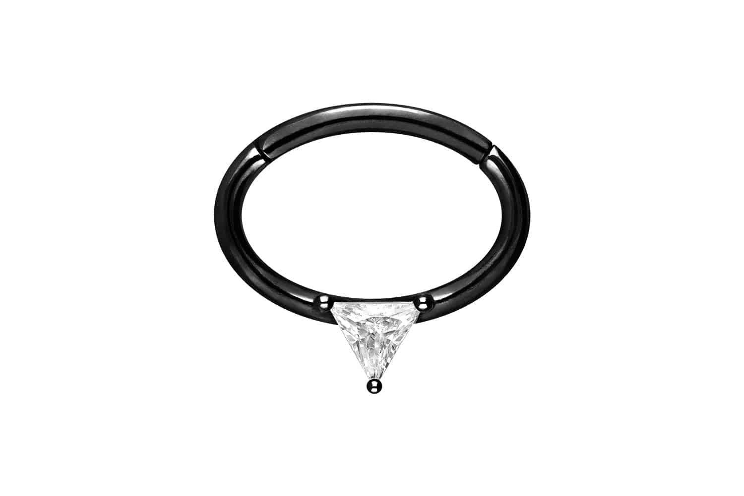 Piercing-Set Chirurgenstahl Segmentring Clicker OVAL + KRISTALLDREIECK