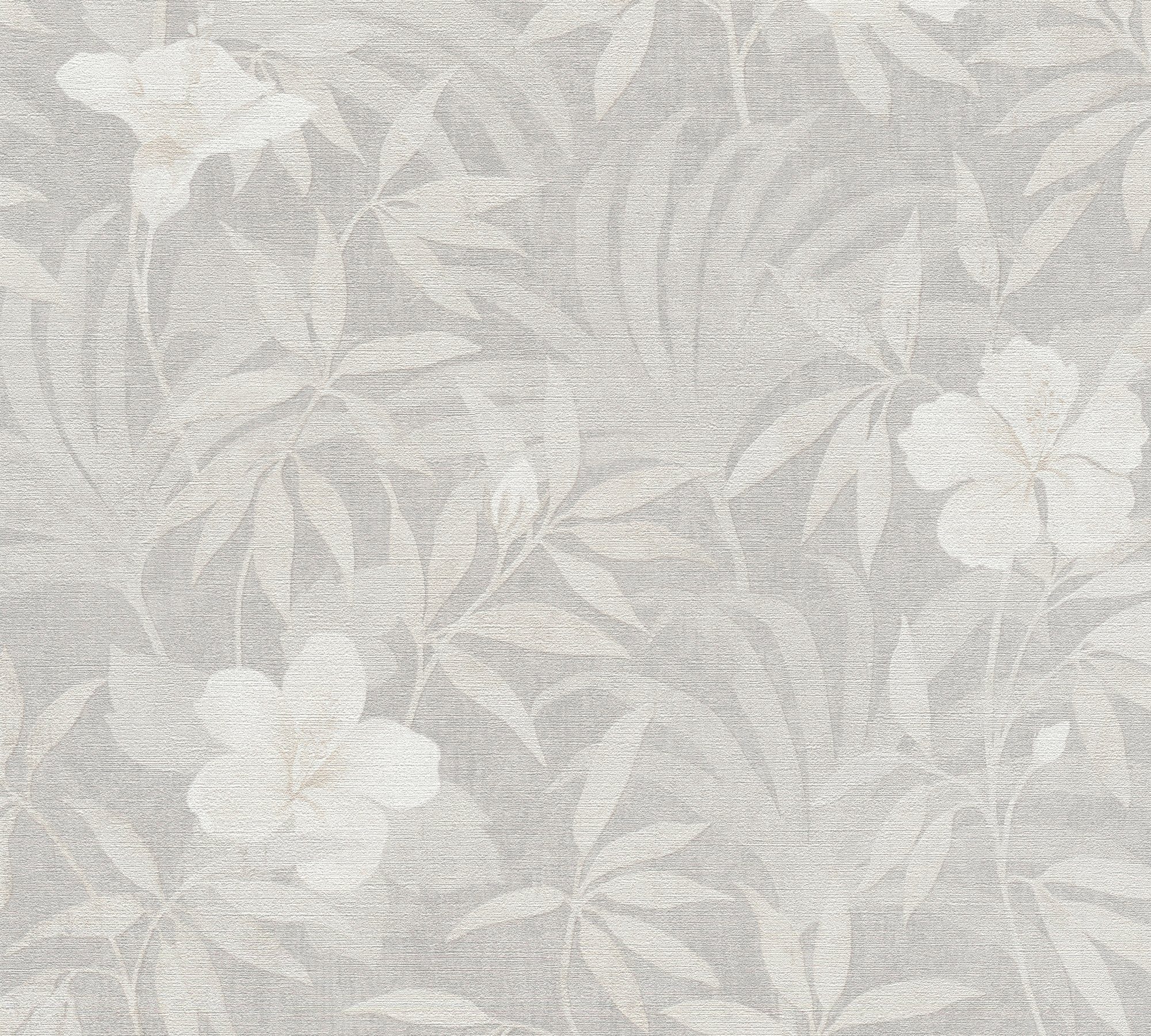botanisch, A.S. Vliestapete Tapete beige/grau/metallic floral, Création tropisch, Blumen Dschungeltapete Cuba,