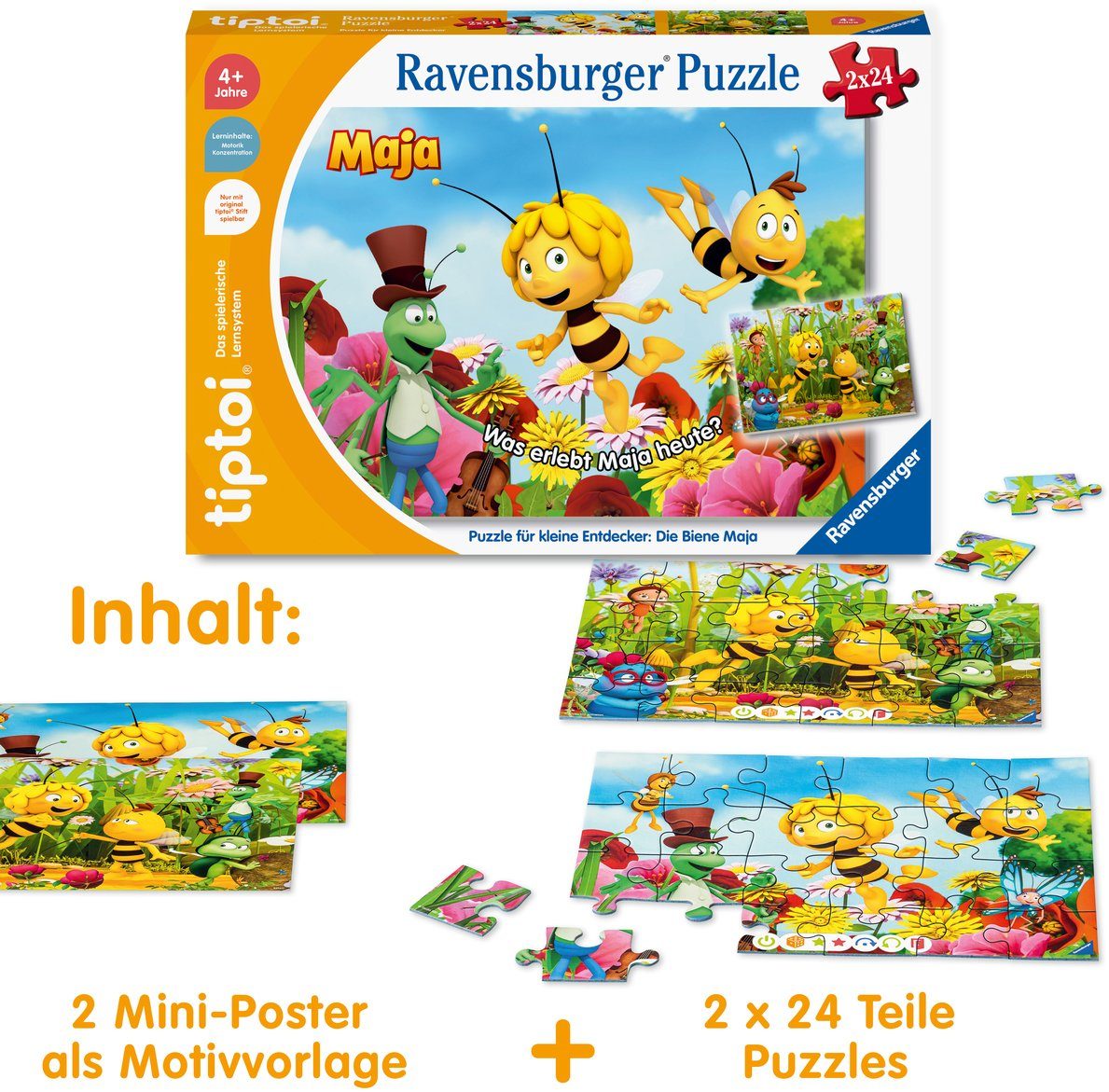 Ravensburger Puzzle tiptoi® Die Wald Maja, FSC® Puzzle kleine Puzzleteile, Entdecker: - schützt weltweit in - Europe, Biene 24 Made für