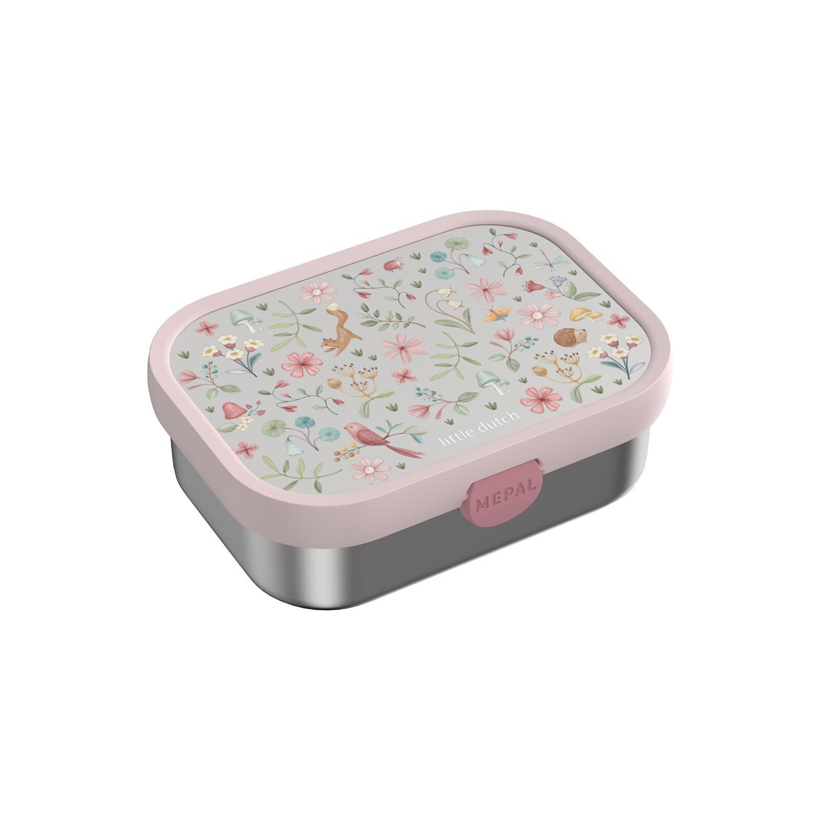 Mepal Lunchbox Campus Edelstahl-Brotdose mit Gabel 18 x 13 cm, Edelstahl/Kunststoff, (1-tlg), Spülmaschinenfest