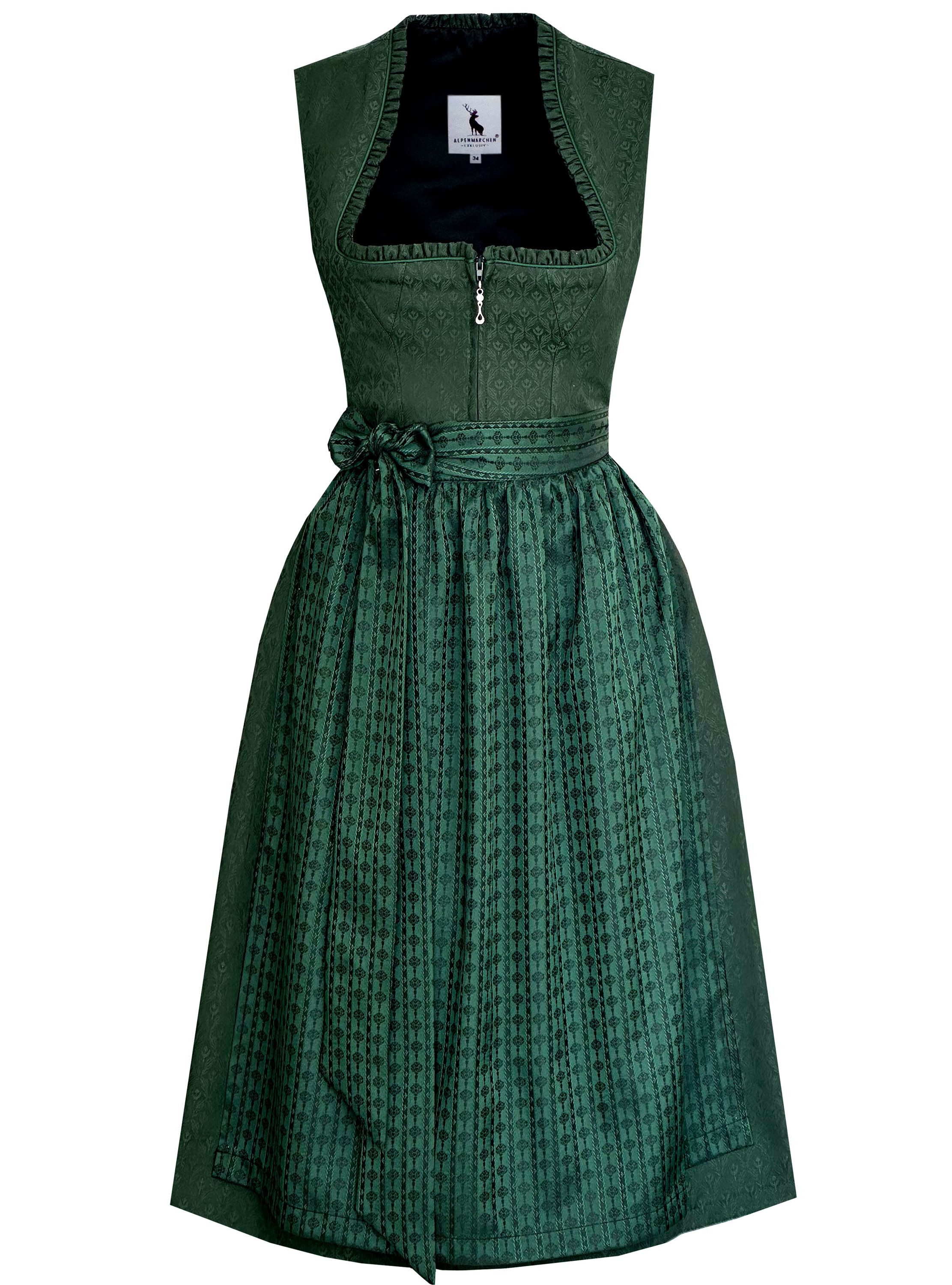 Alpenmärchen Dirndl Midi Dirndl Miranda in dunkelgrün - ALM1062