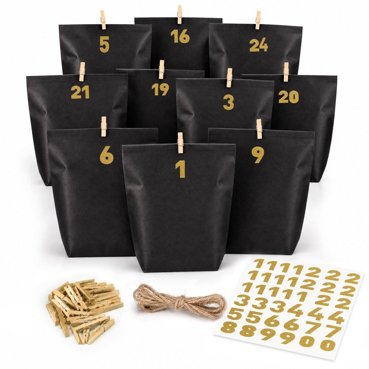 LuxusKollektion befüllbarer Adventskalender Adventskalender Bastelset Schwarz-Gold 2026