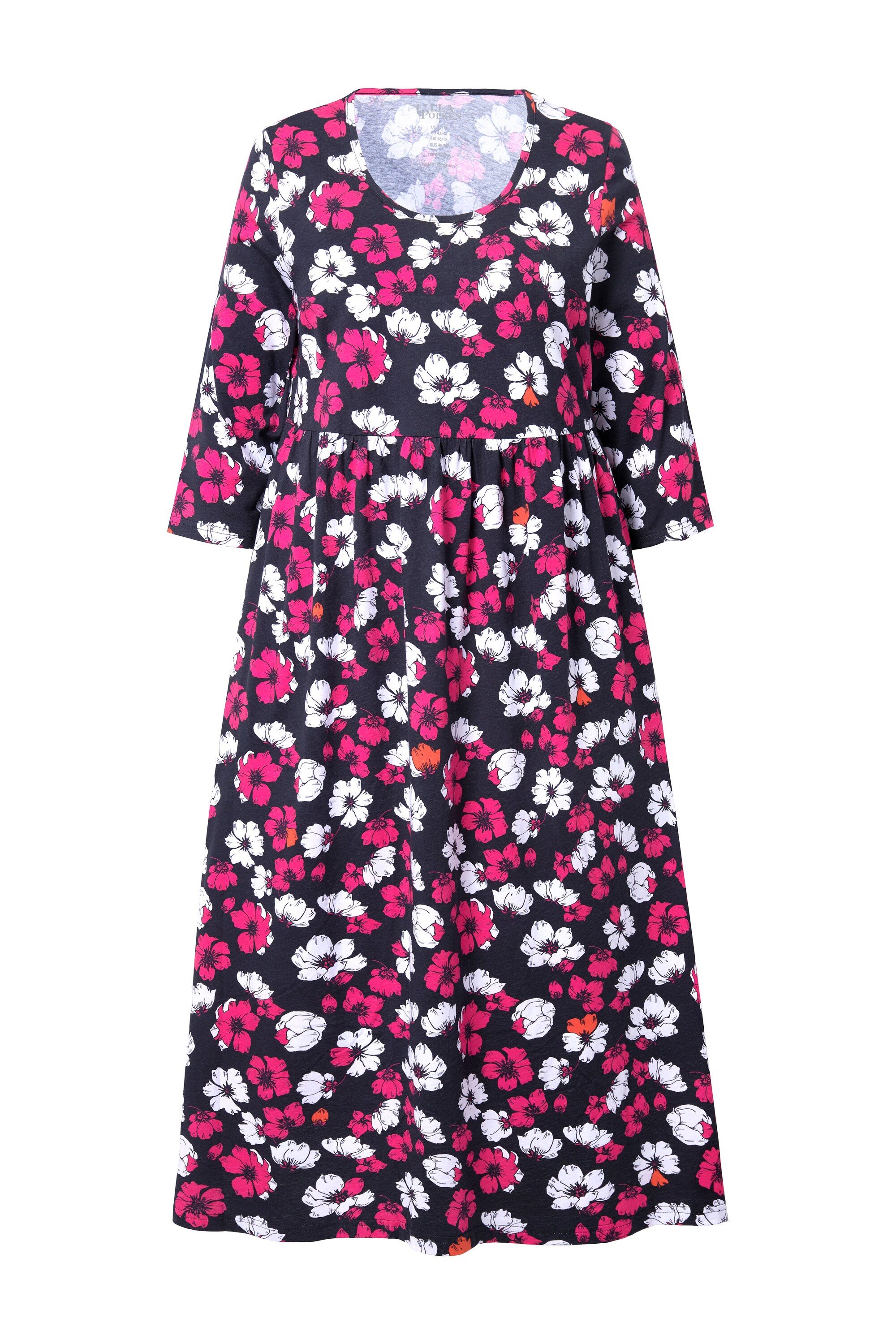 Ulla Popken Maxikleid Jerseykleid Blüten A-Linie günstig online kaufen